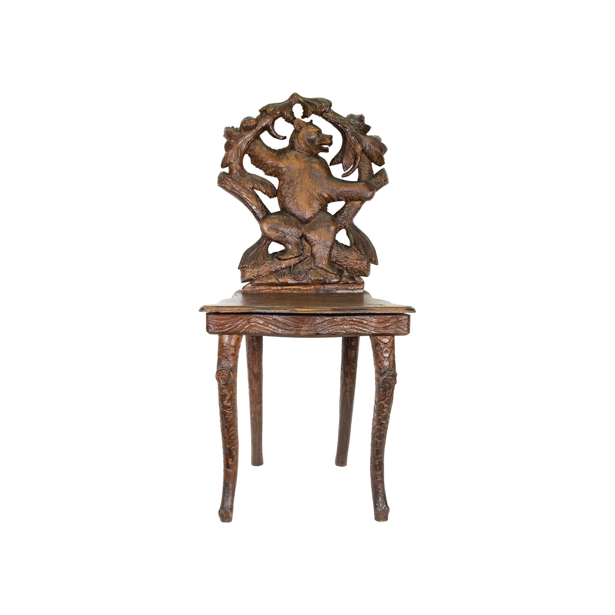 Schwarzwälder geschnitzter Bär-Stuhl aus dem 19. Jahrhundert im Angebot 4