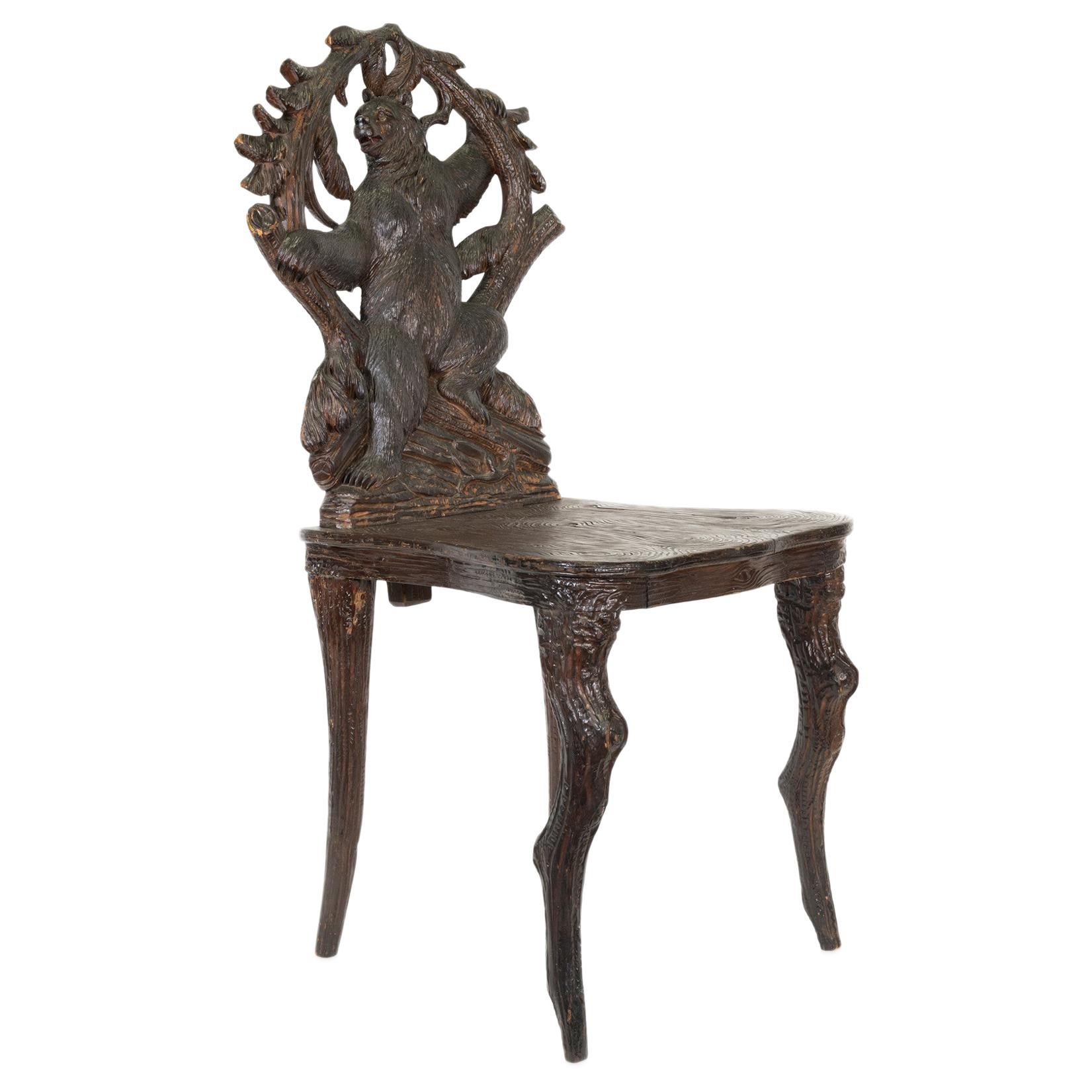 19th Century Black Forest Carved Bear Chair