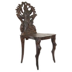 Schwarzwälder geschnitzter Bär-Stuhl aus dem 19. Jahrhundert
