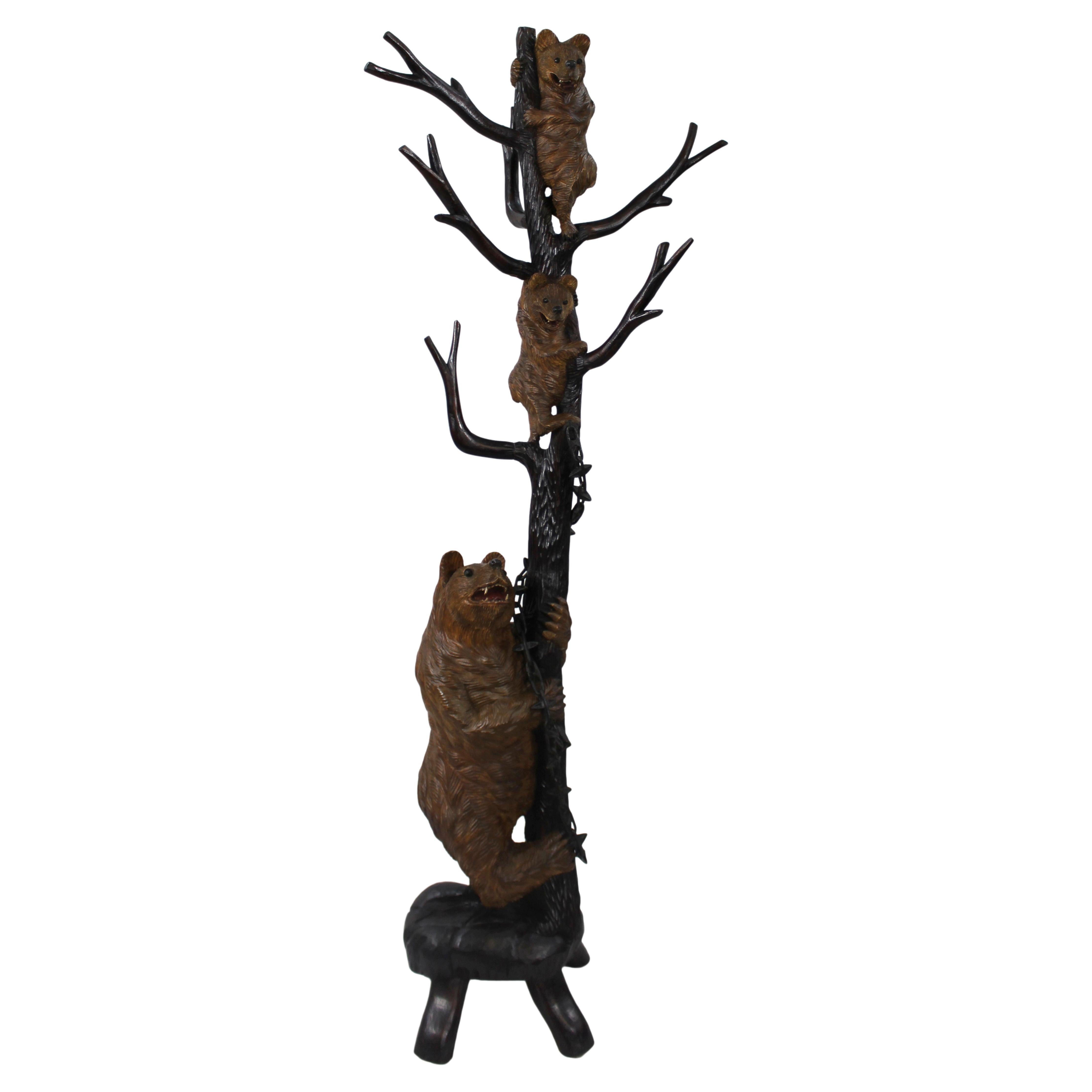 19th Century Black Forest Carved Bear Coat Stand For Sale