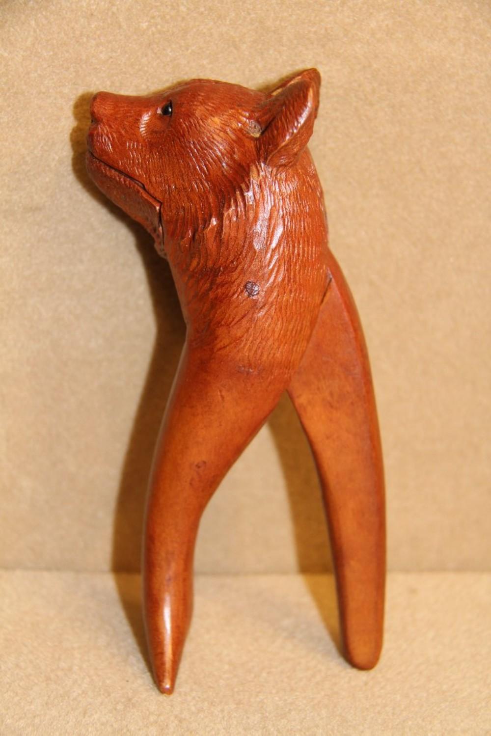 Early 20th Century 19th Century Black Forest Carved Bear Novelty Nut Cracker For Sale