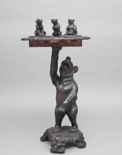 19th Century Black Forest Carved Bear Smokers Stand