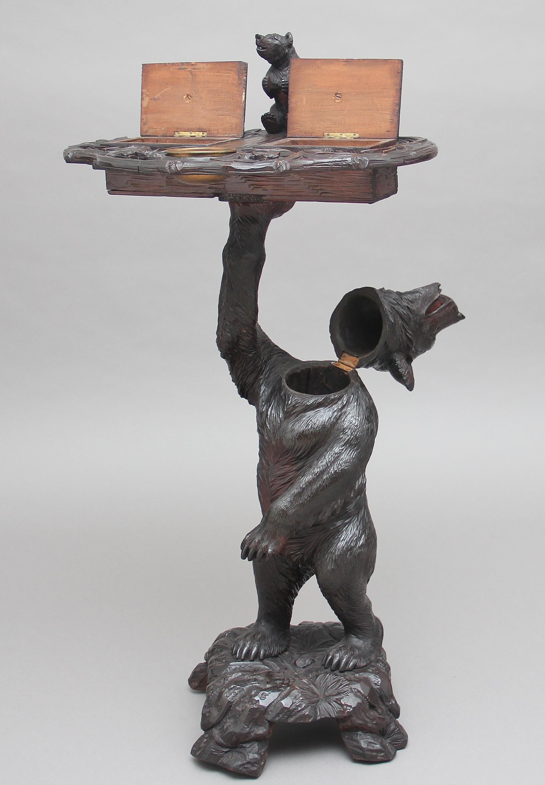 19th Century Black Forest Carved Bear Smokers Stand 1