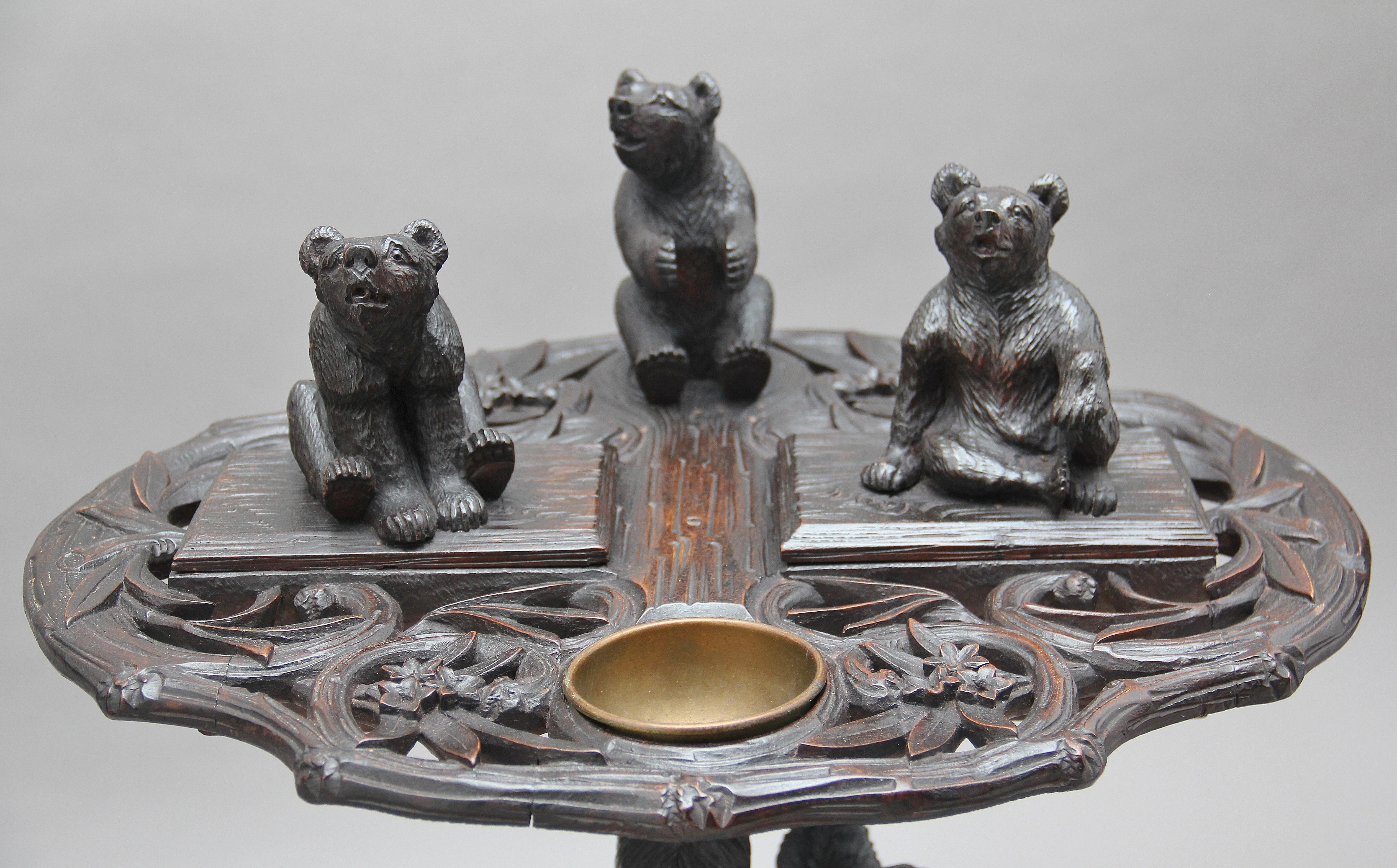 19th Century Black Forest Carved Bear Smokers Stand 3