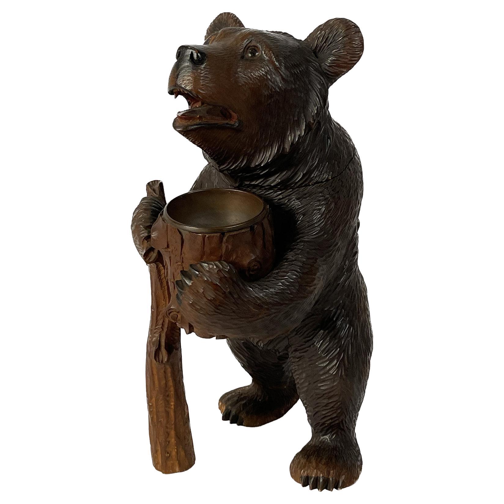 19th Century Black Forest Carved Bear Tobacco Box For Sale