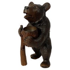 19th Century Black Forest Carved Bear Tobacco Box