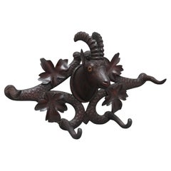 19th Century black forest carved coat rack