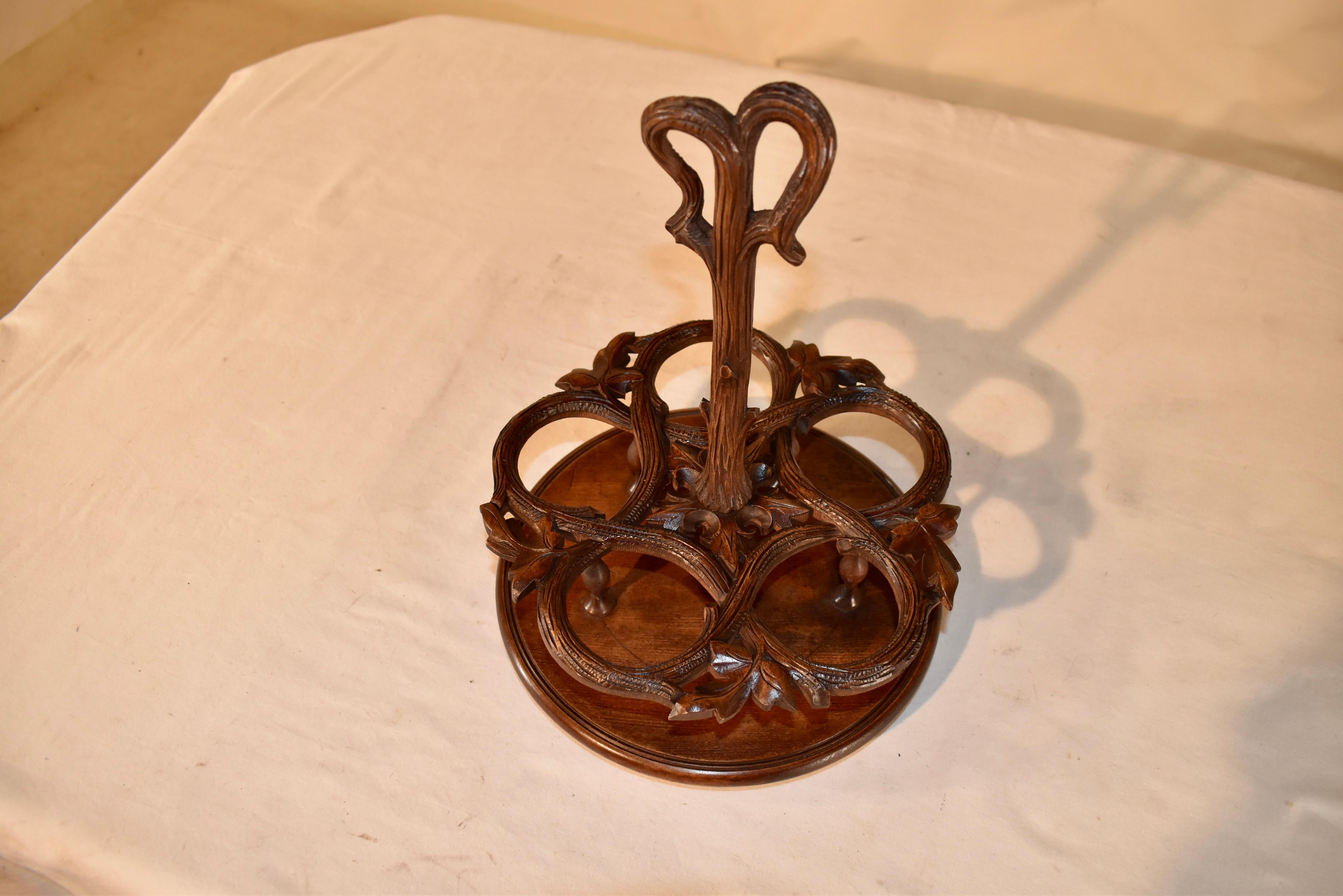 Swiss 19th Century Black Forest Carved Cordial Set For Sale