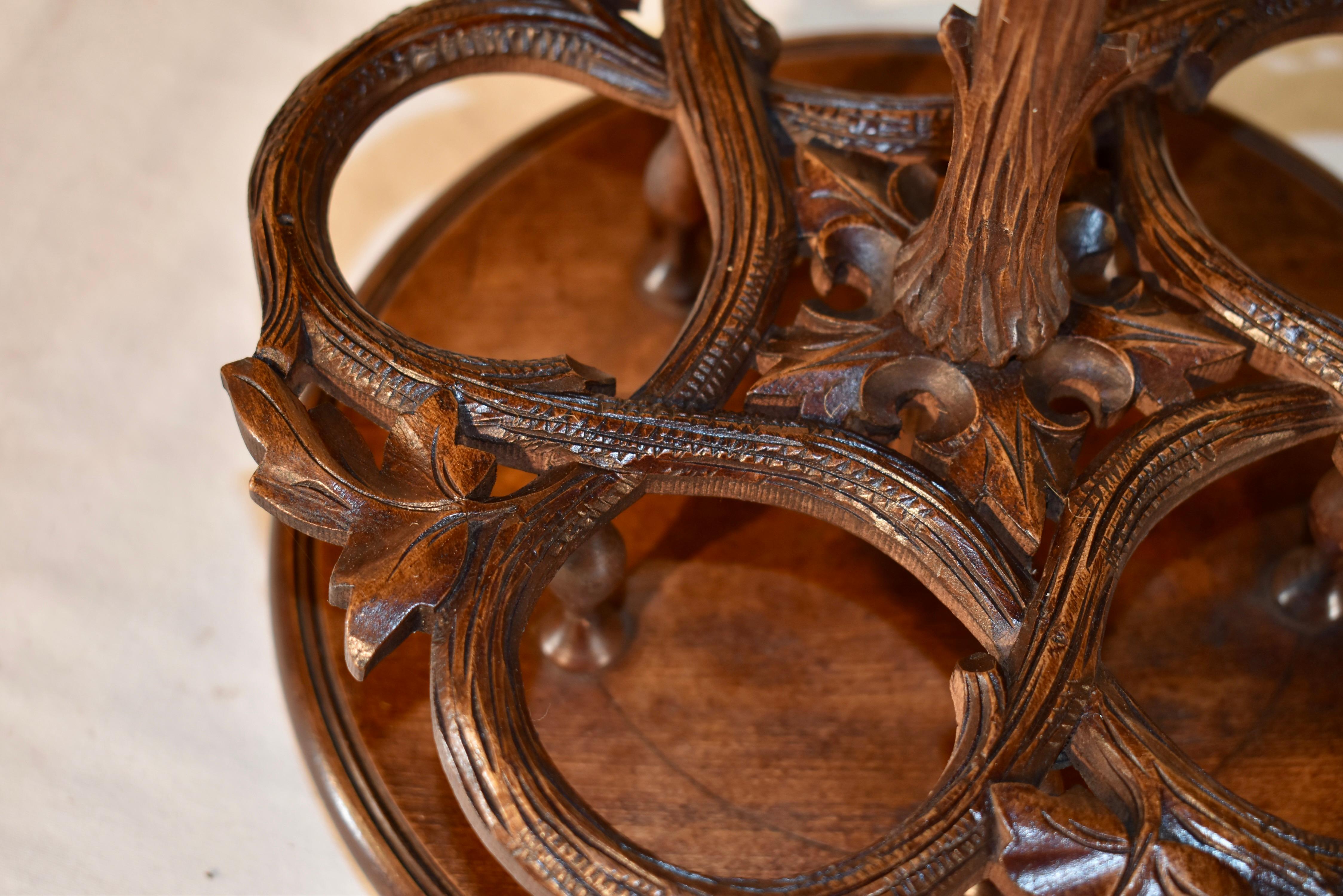 Fruitwood 19th Century Black Forest Carved Cordial Set For Sale