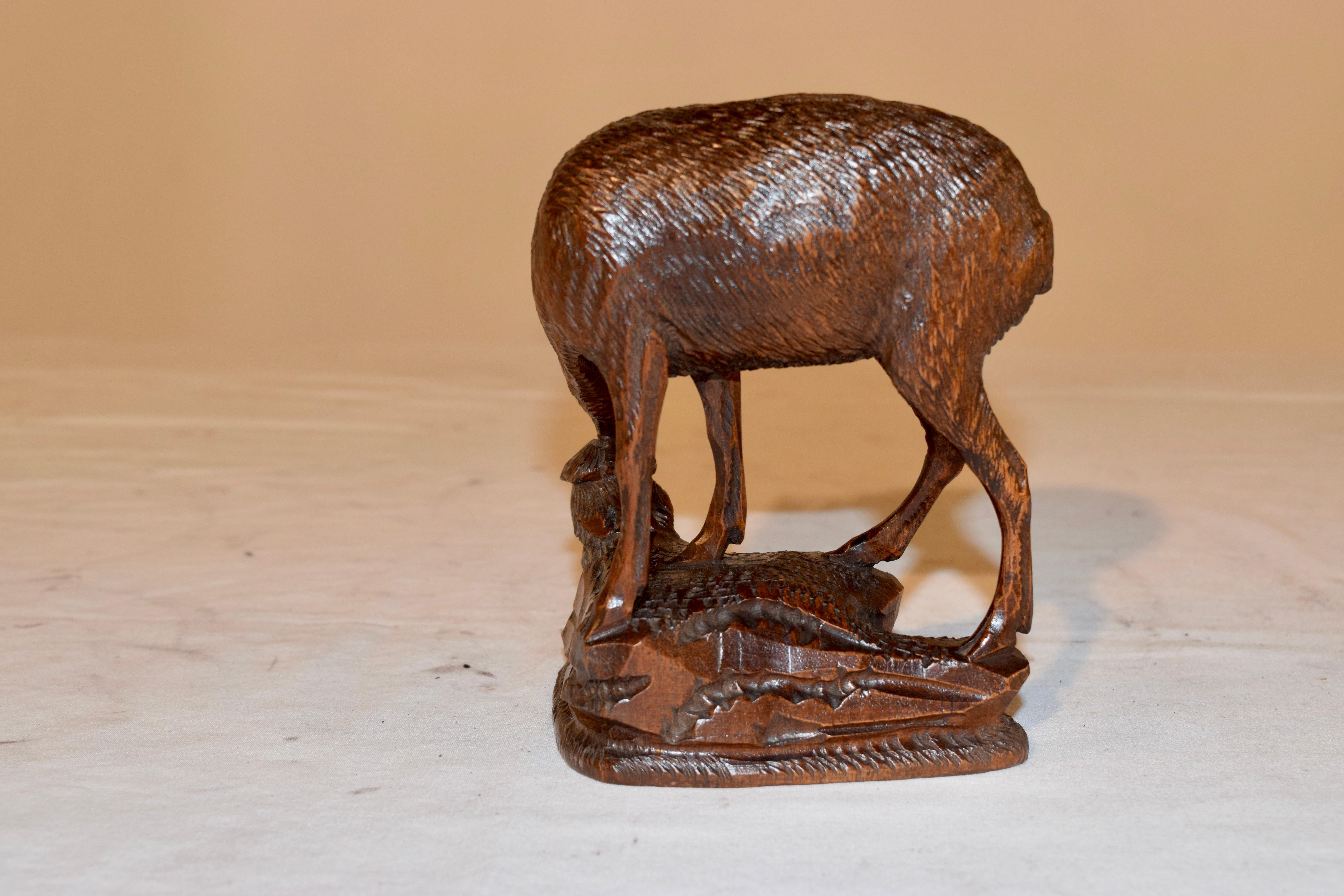 Swiss 19th Century Black Forest Carved Deer For Sale