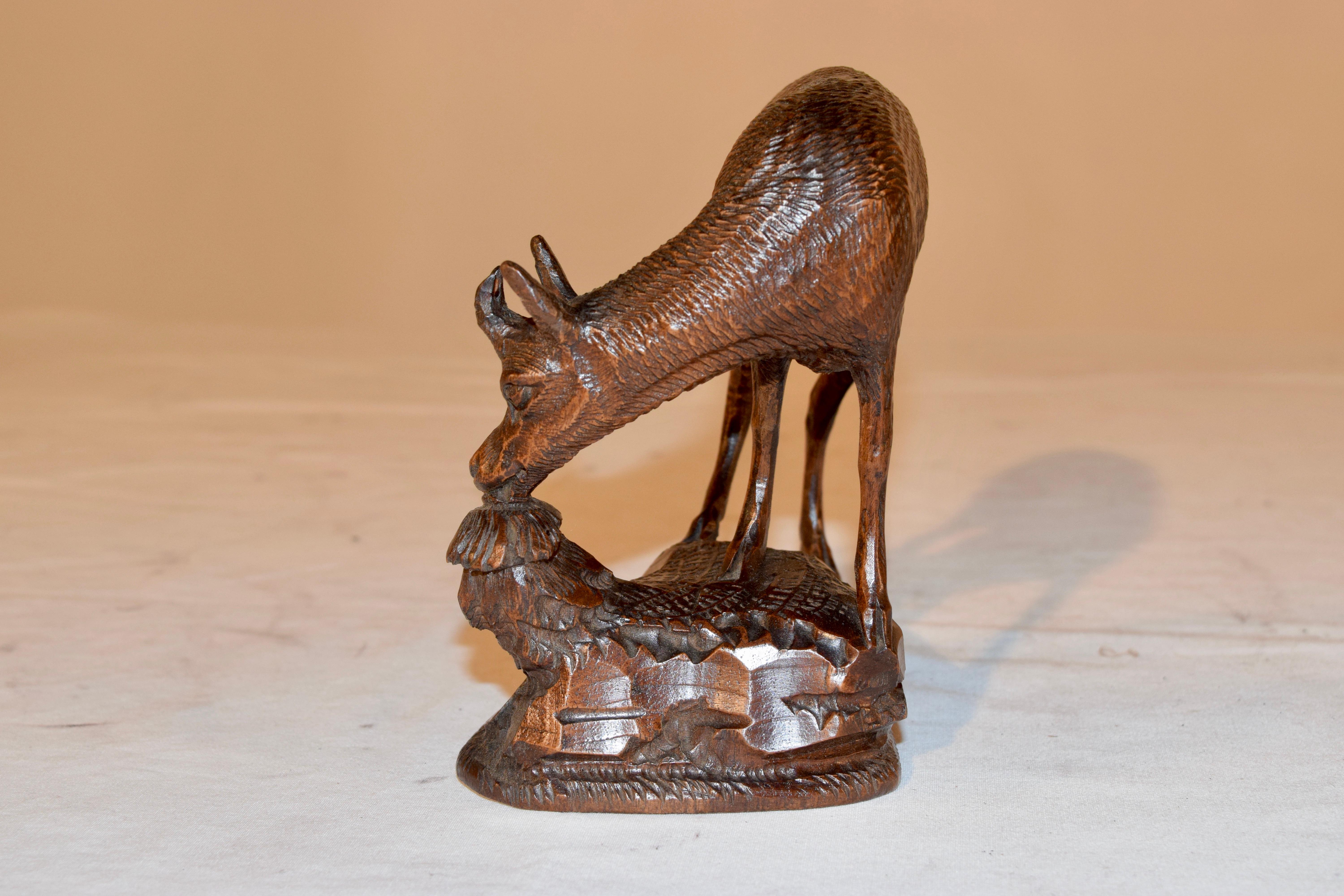 Hand-Carved 19th Century Black Forest Carved Deer For Sale