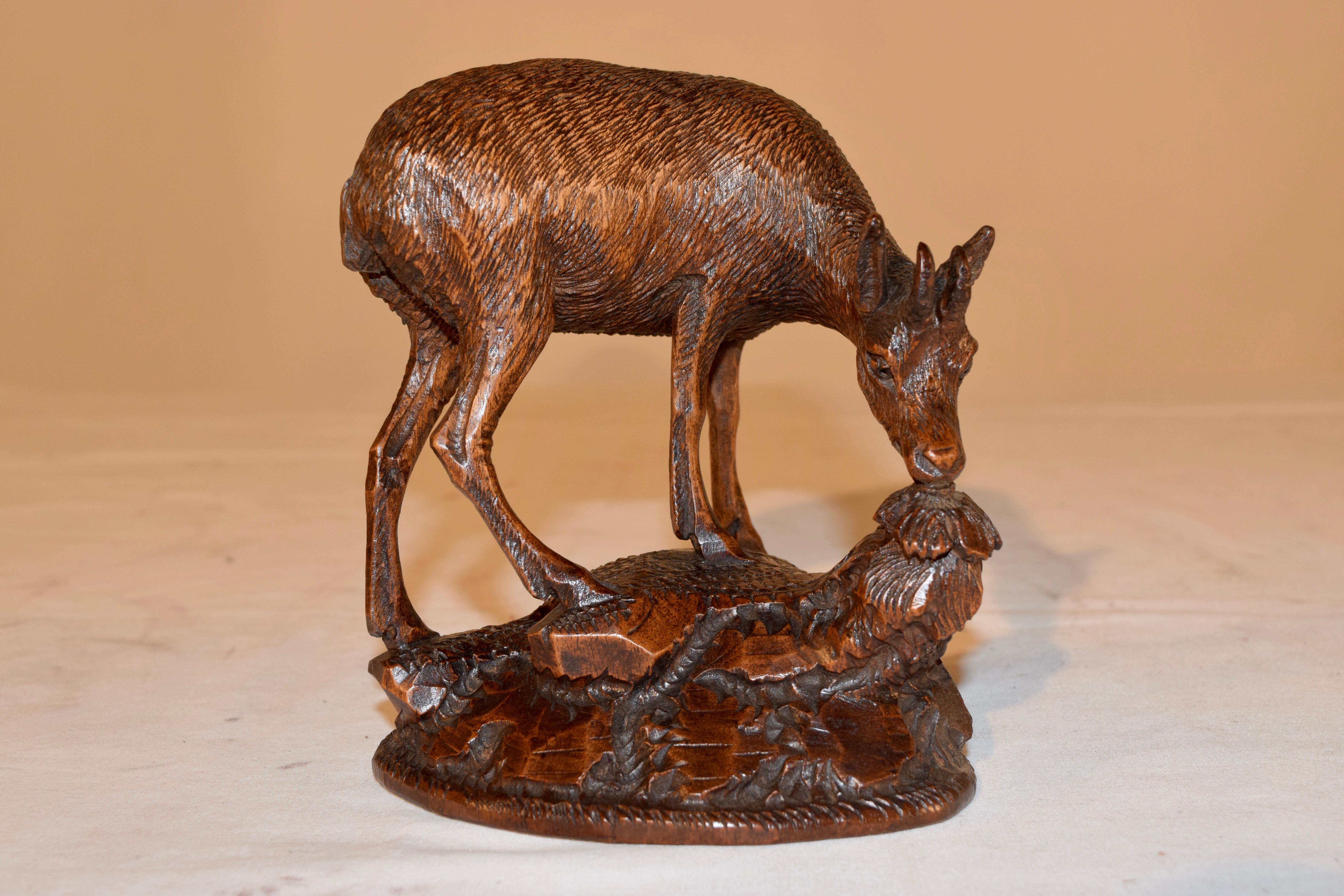 19th Century Black Forest Carved Deer In Good Condition For Sale In High Point, NC