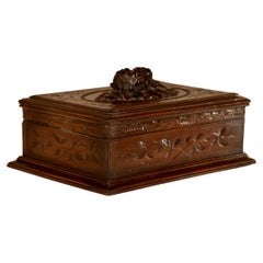 Used 19th Century Black Forest Carved Dresser Box with Mirror