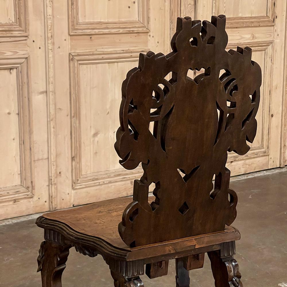 19th Century Black Forest Carved & Inlaid Salon Chair For Sale 9
