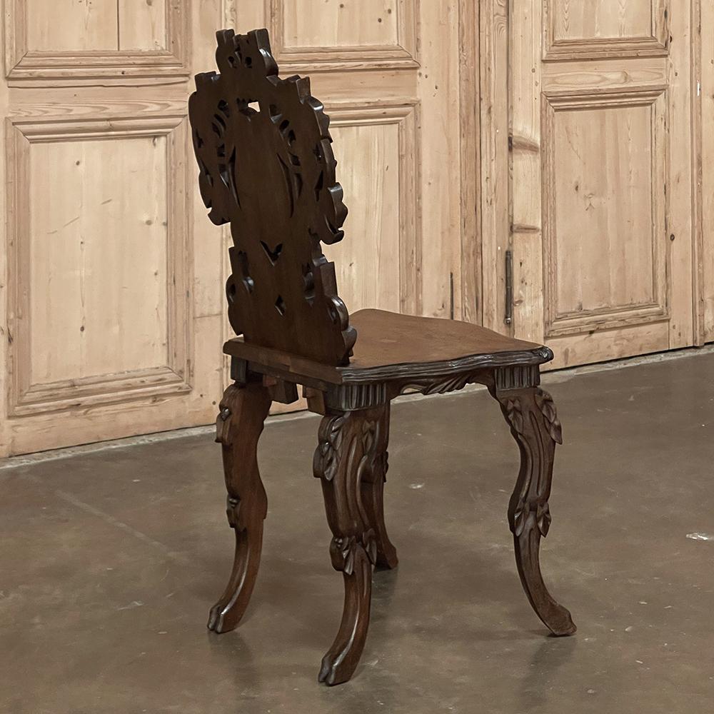 19th Century Black Forest Carved & Inlaid Salon Chair In Good Condition For Sale In Dallas, TX