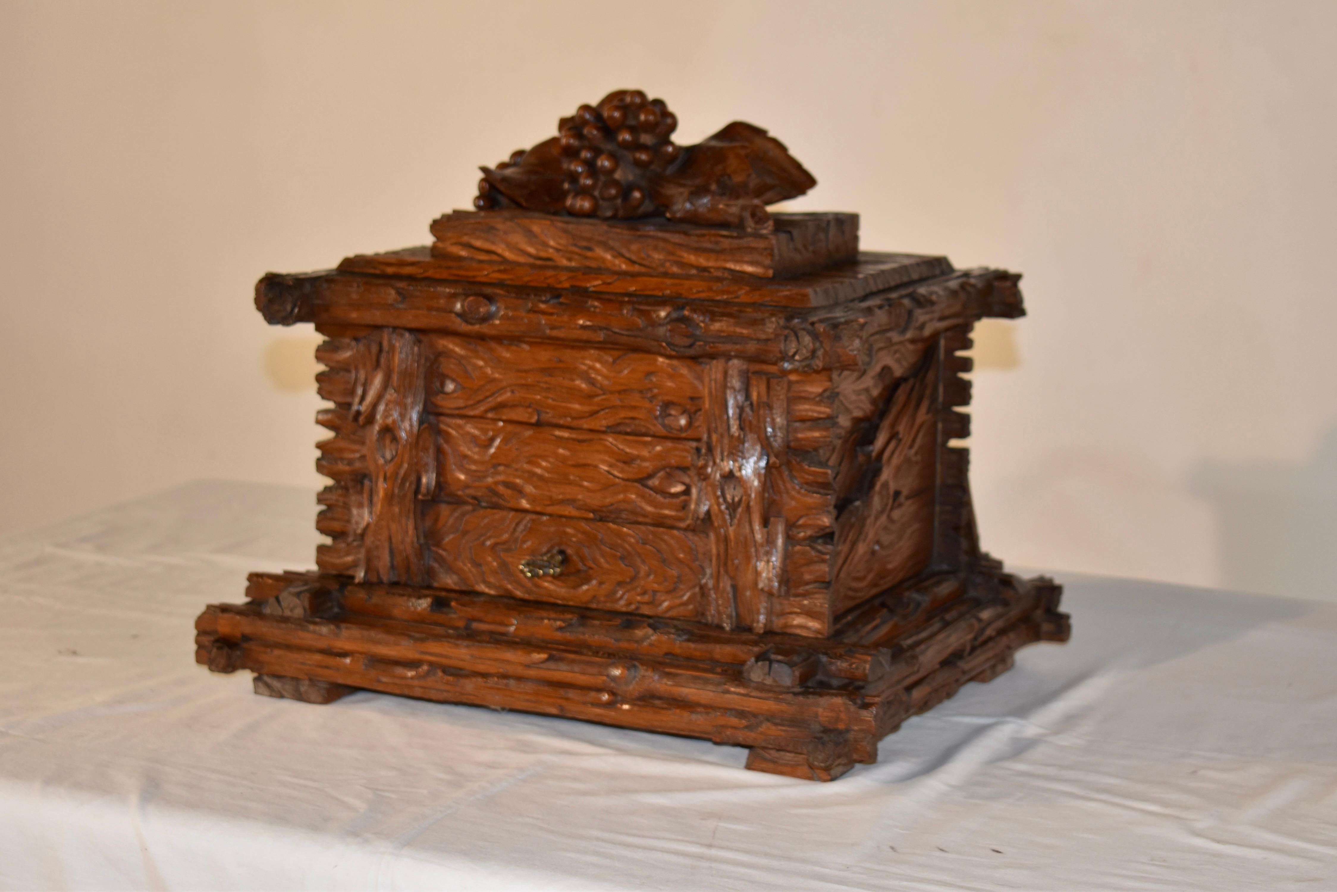Swiss 19th Century Black Forest Carved Liquor Box For Sale