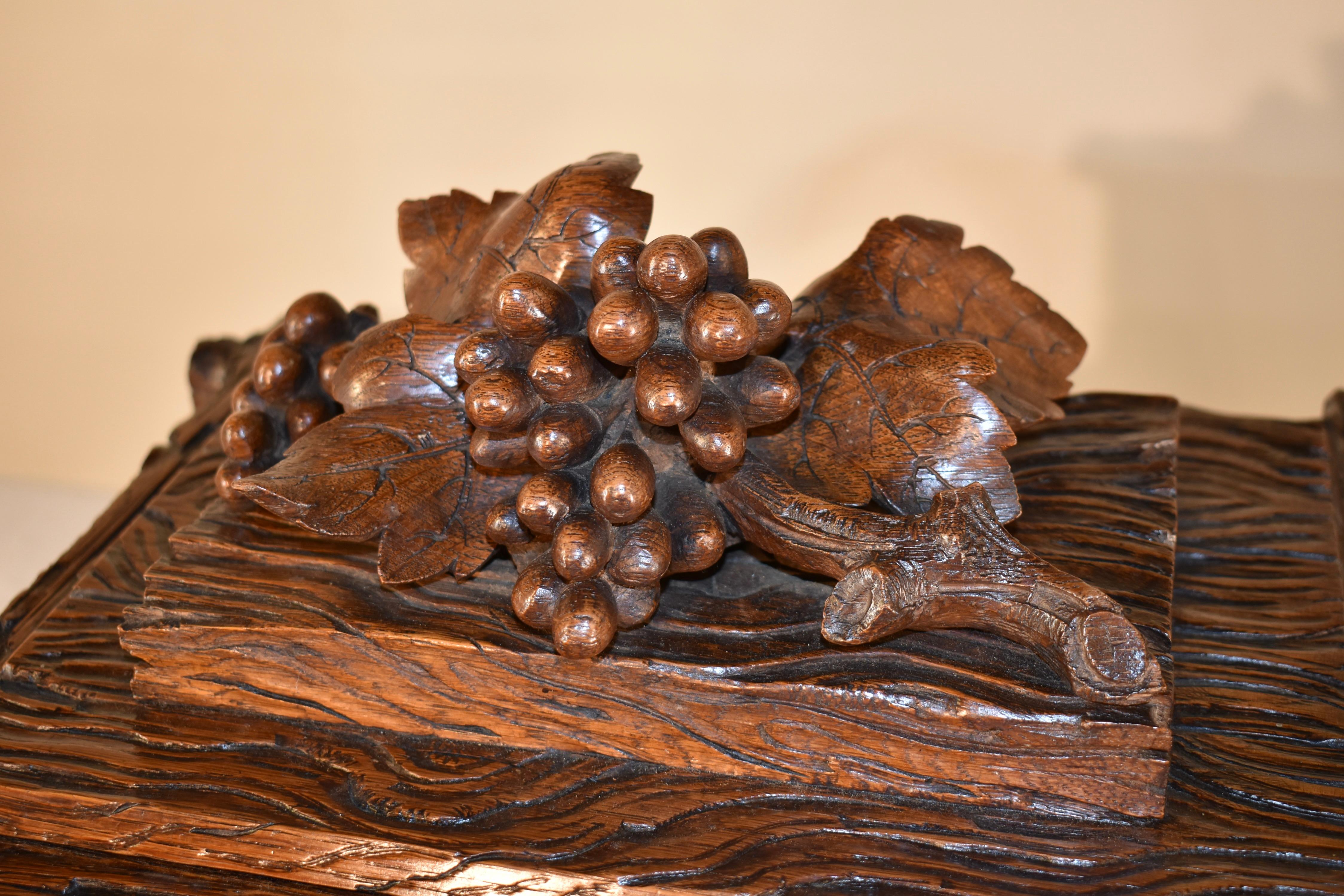 Fruitwood 19th Century Black Forest Carved Liquor Box For Sale