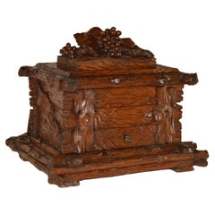 Retro 19th Century Black Forest Carved Liquor Box