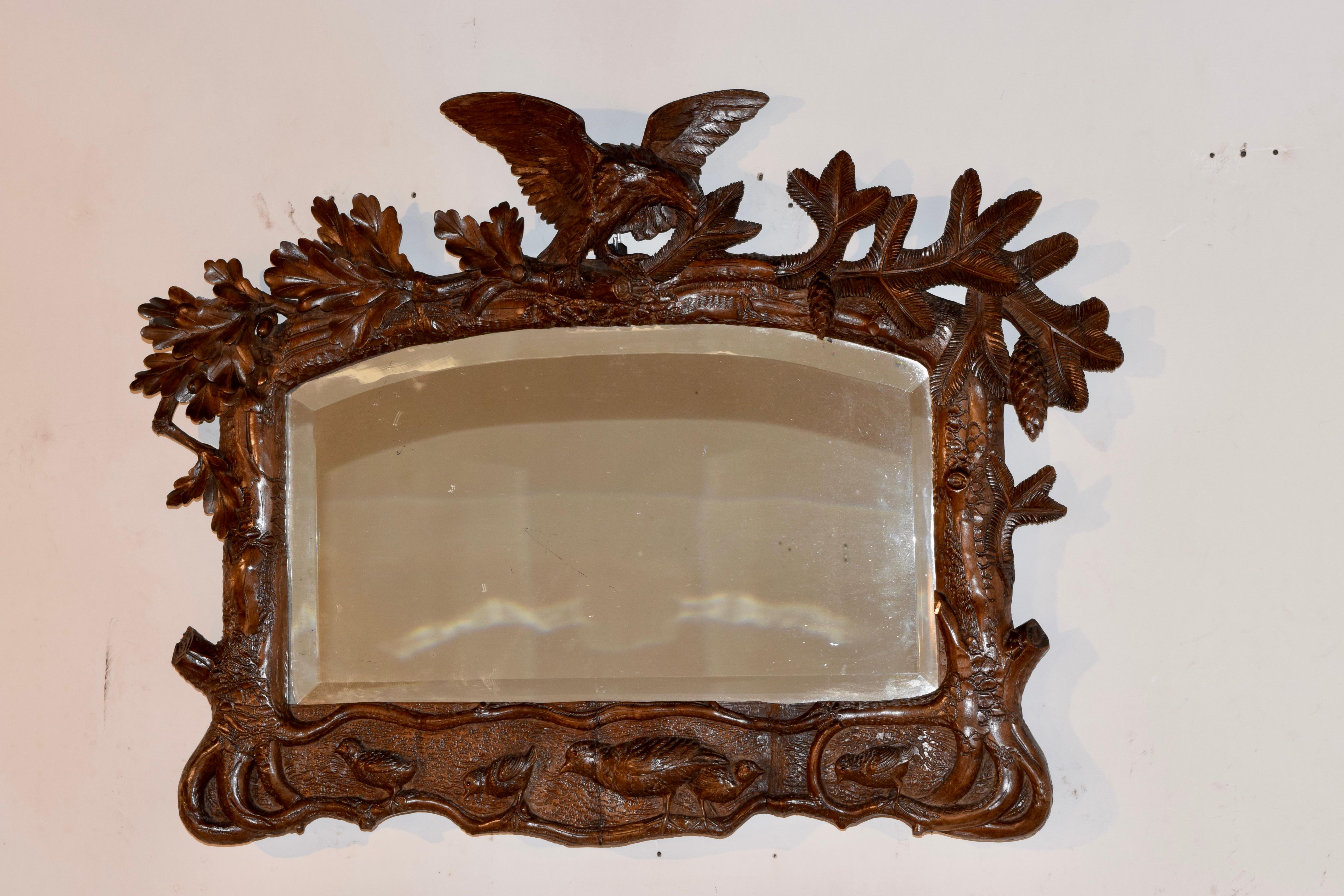 German 19th Century Black Forest Carved Mirror