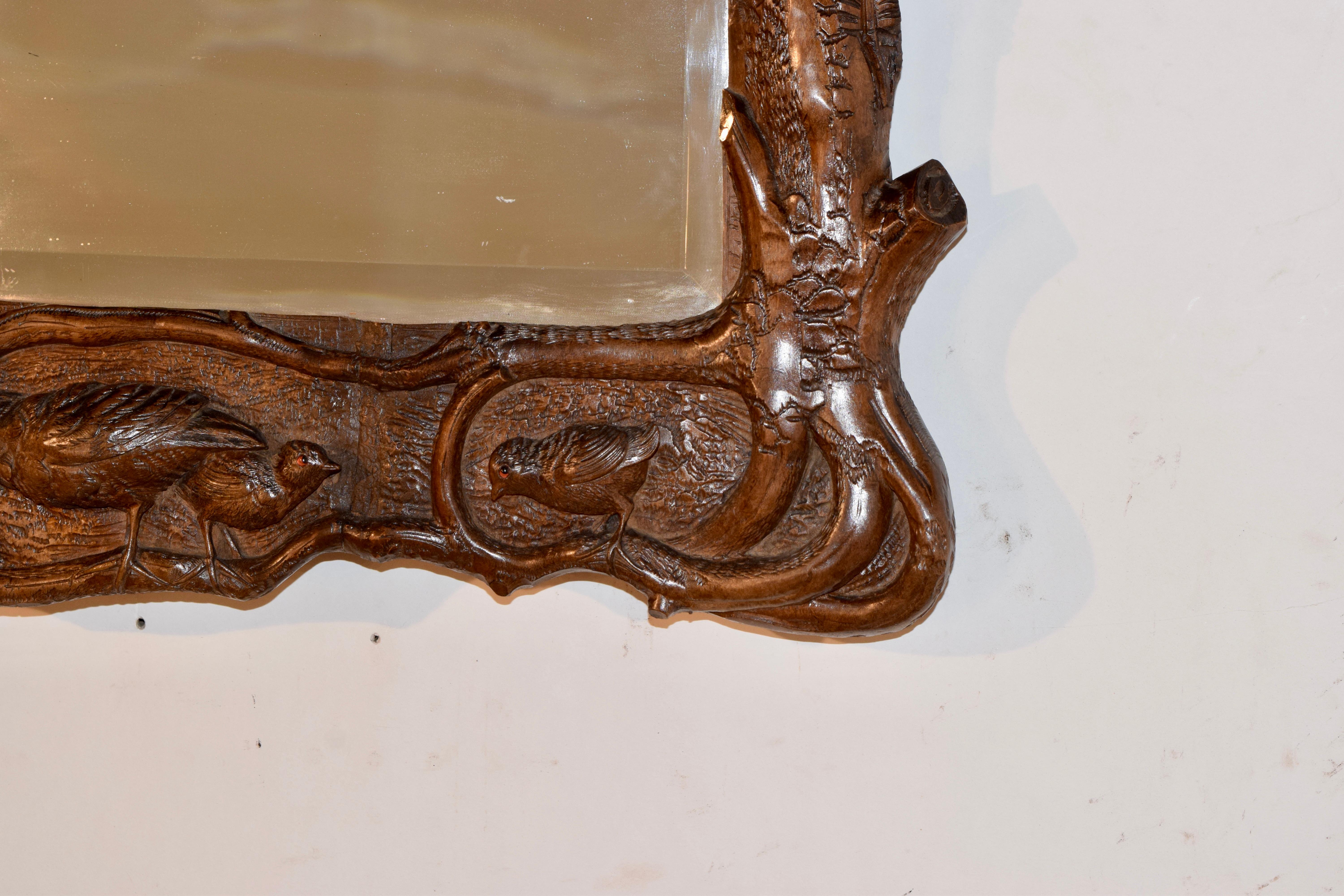 19th Century Black Forest Carved Mirror In Good Condition In High Point, NC