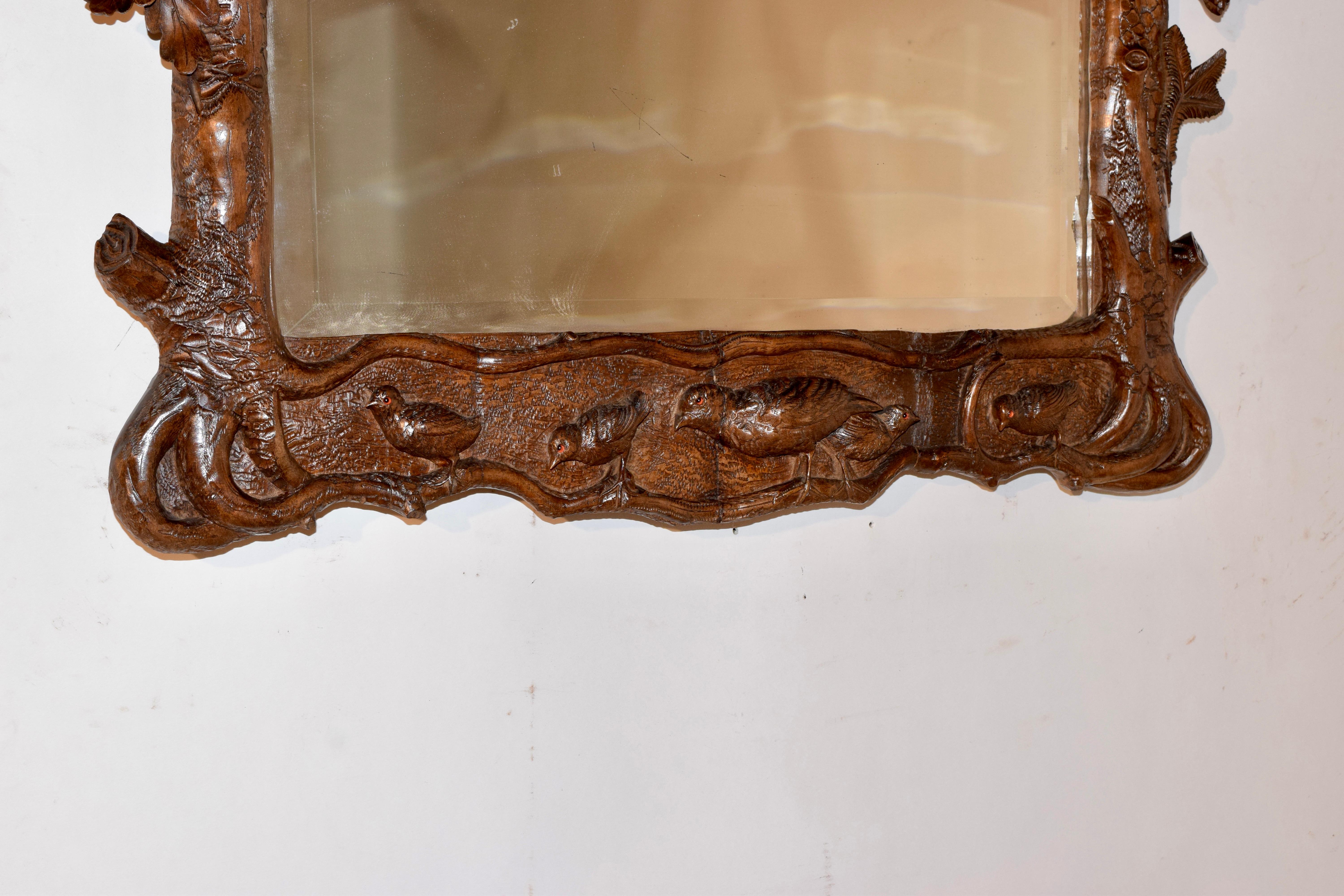 Fruitwood 19th Century Black Forest Carved Mirror