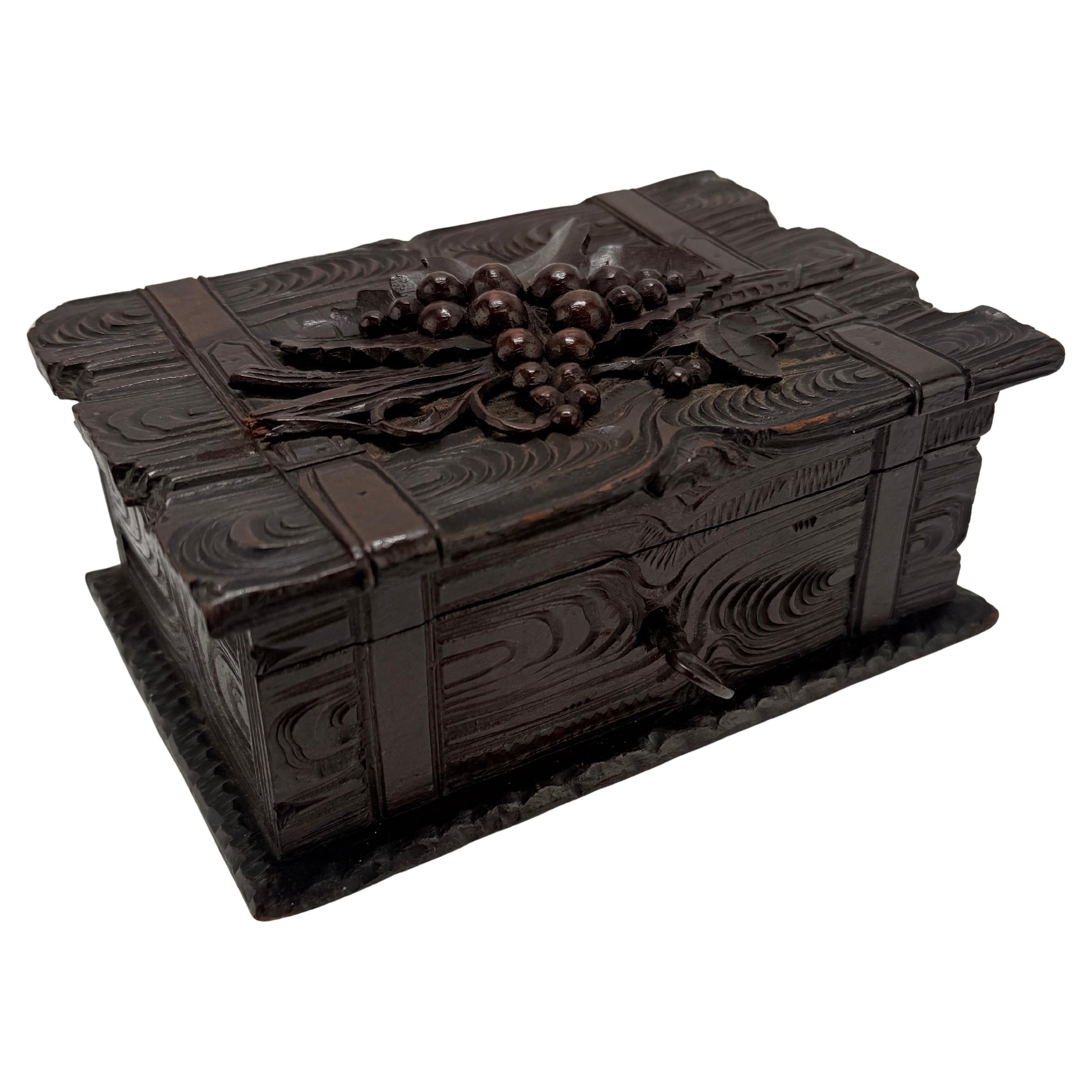 19th Century, Black Forest Carved Softwood "Book Form" Presentation Box For Sale