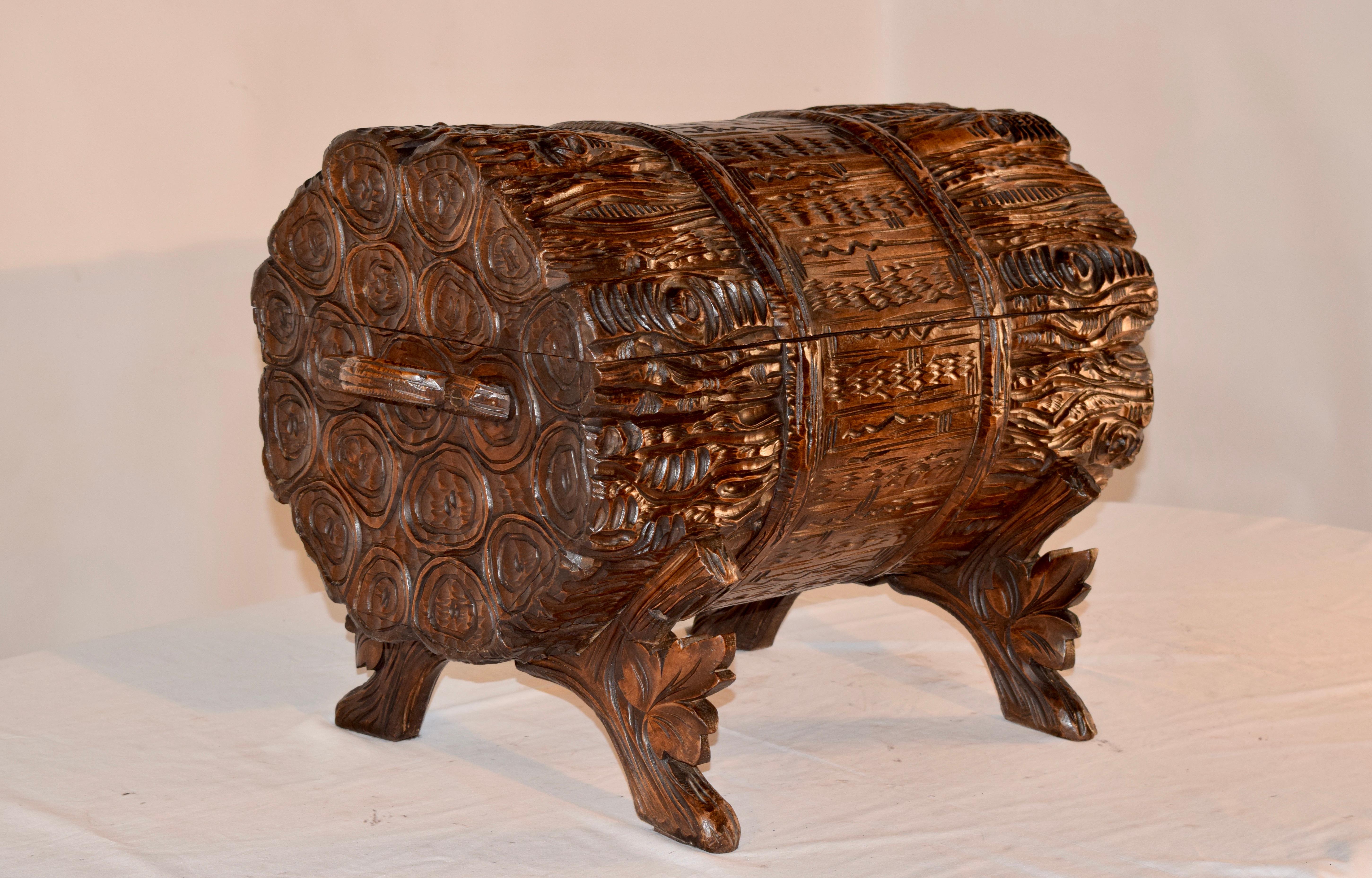 Swiss 19th Century Black Forest Carved Trunk