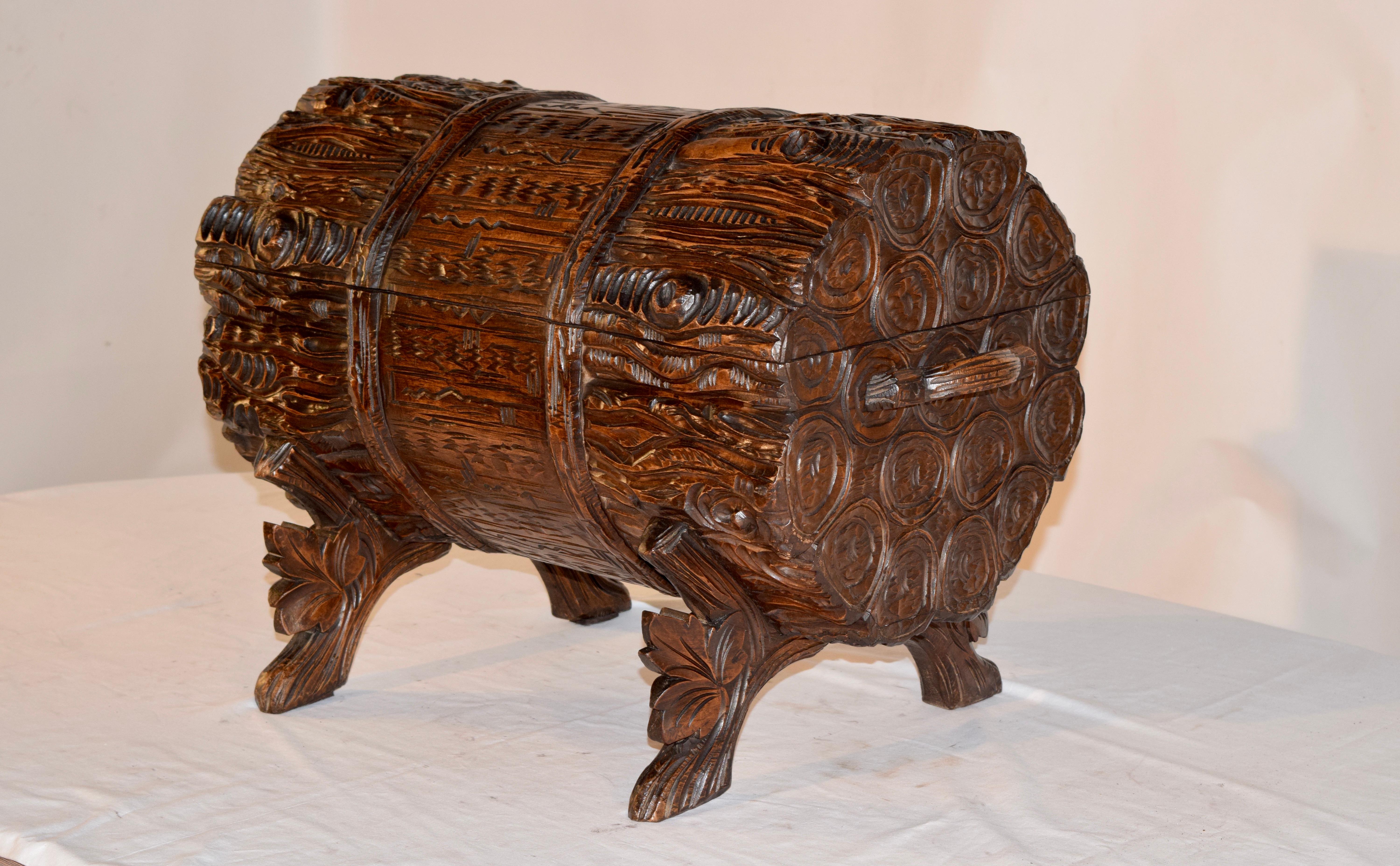 Hand-Carved 19th Century Black Forest Carved Trunk