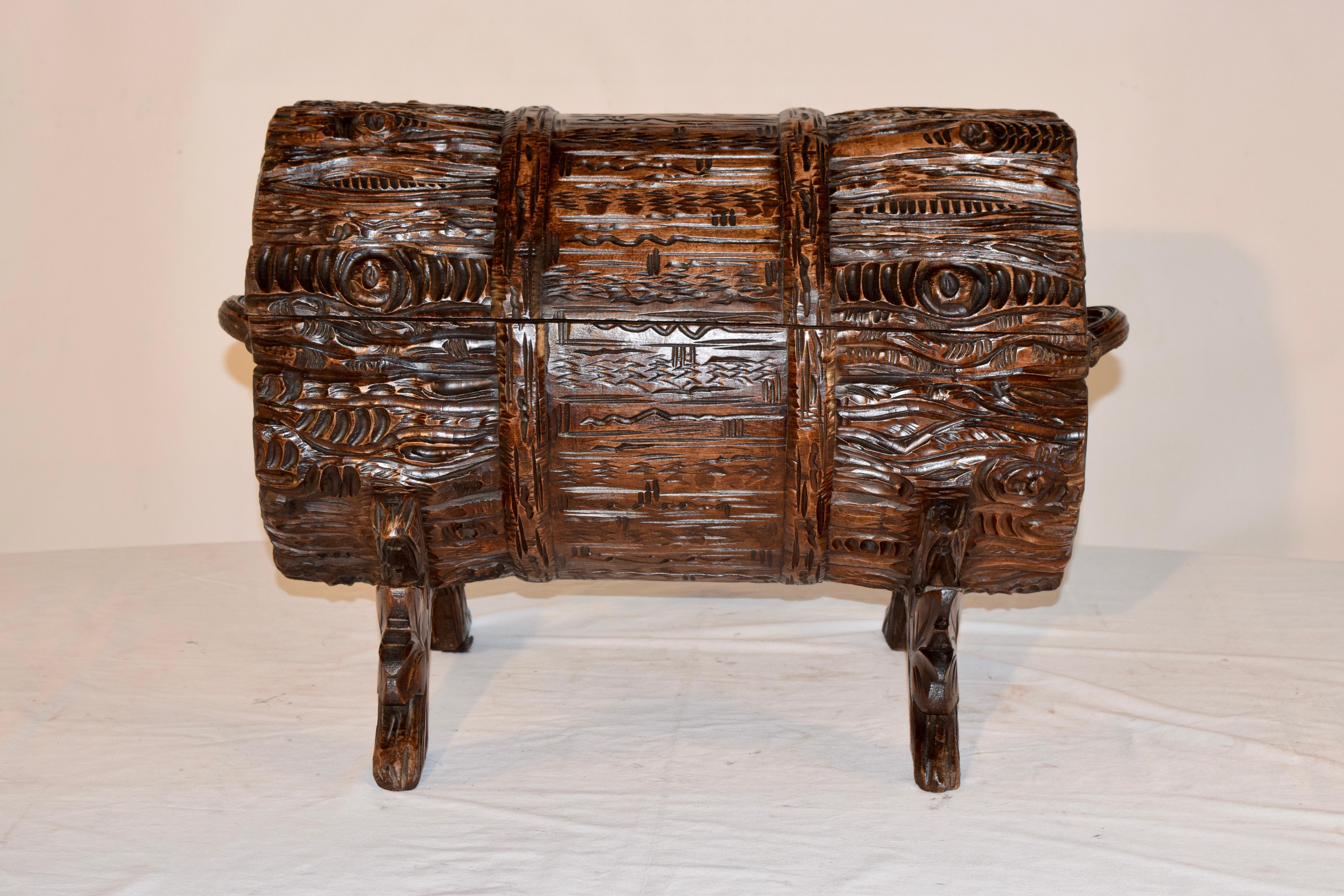 19th Century Black Forest Carved Trunk 1
