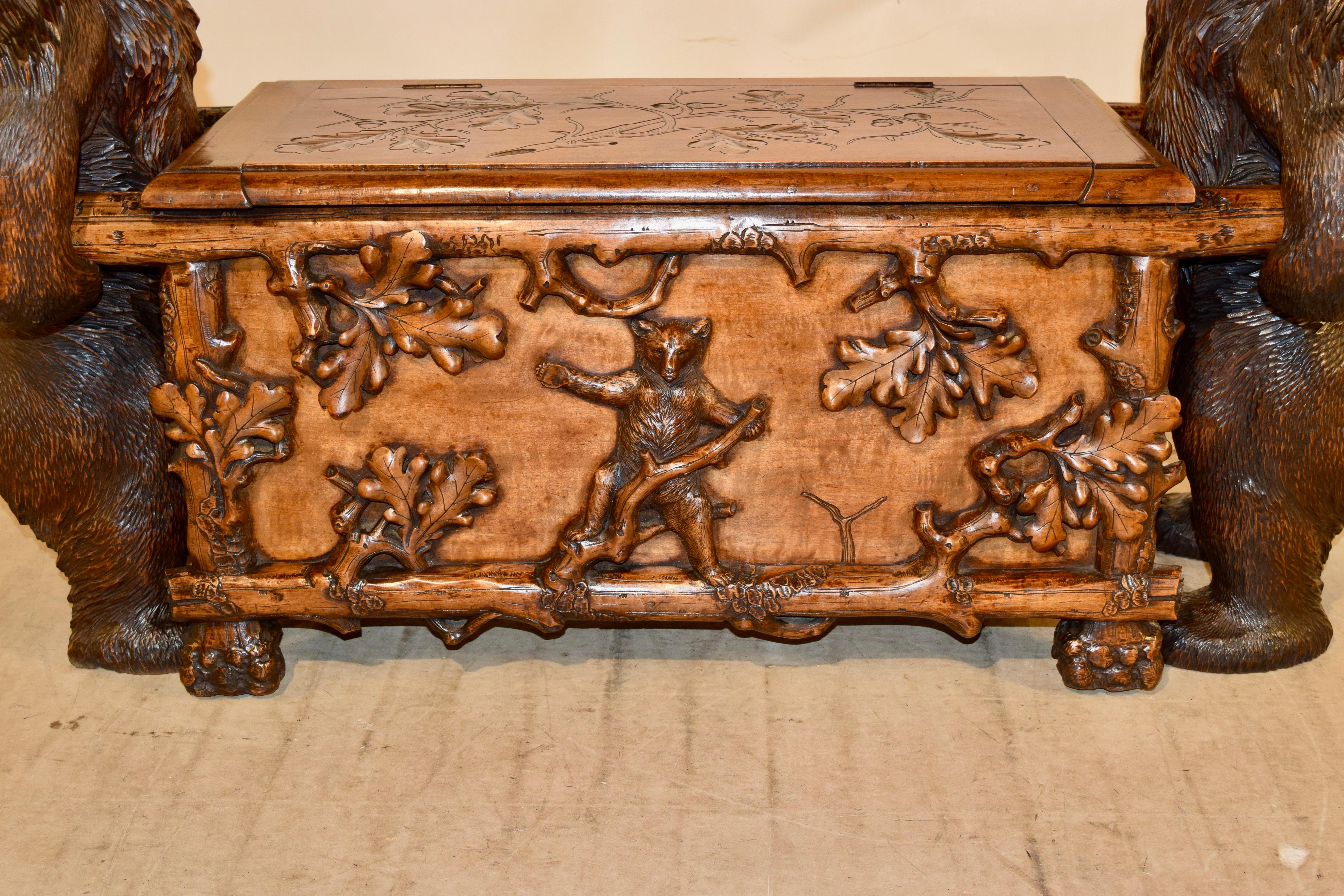 19th Century Black Forest Carved Unusual Bear Bench For Sale 2