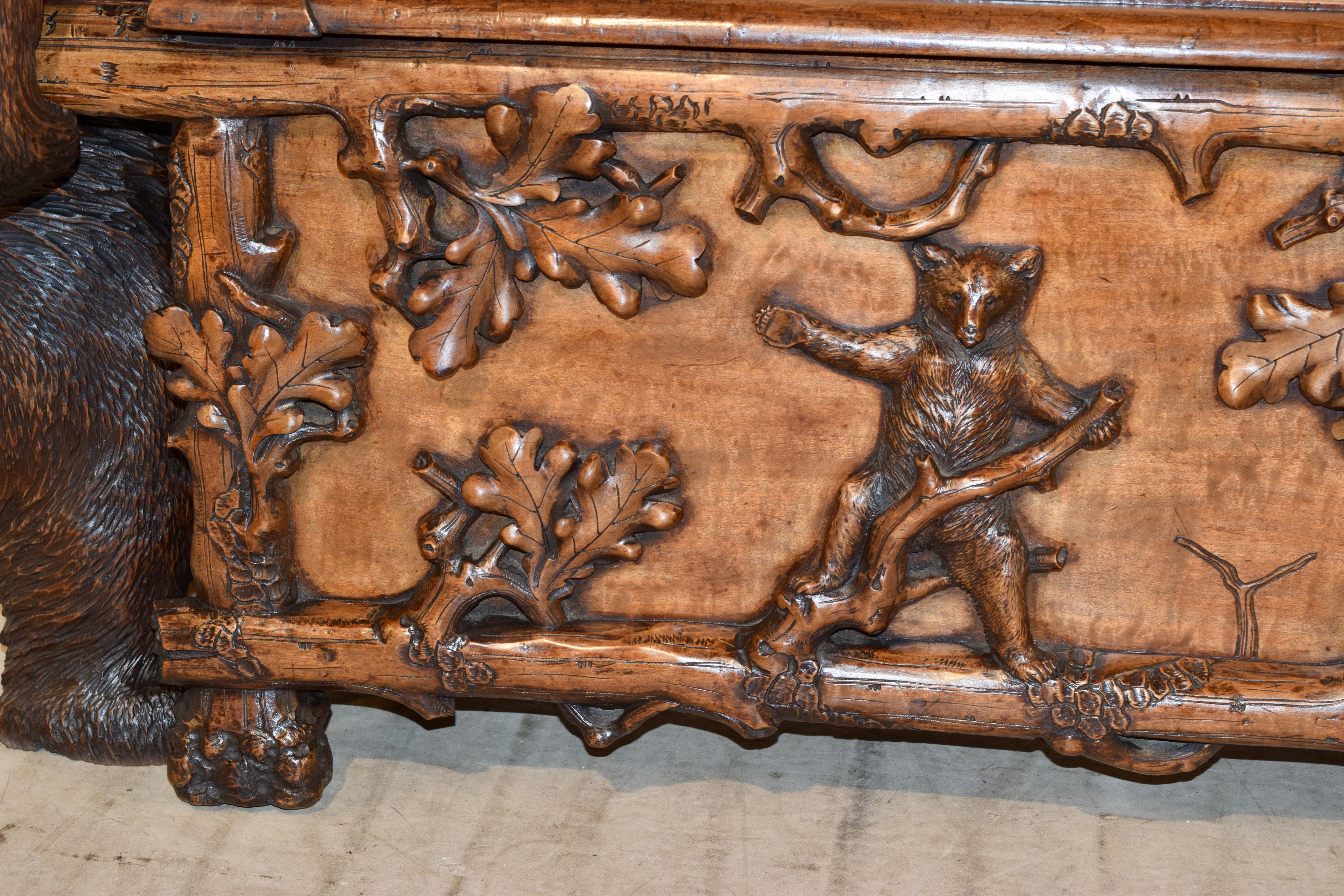 19th Century Black Forest Carved Unusual Bear Bench For Sale 3