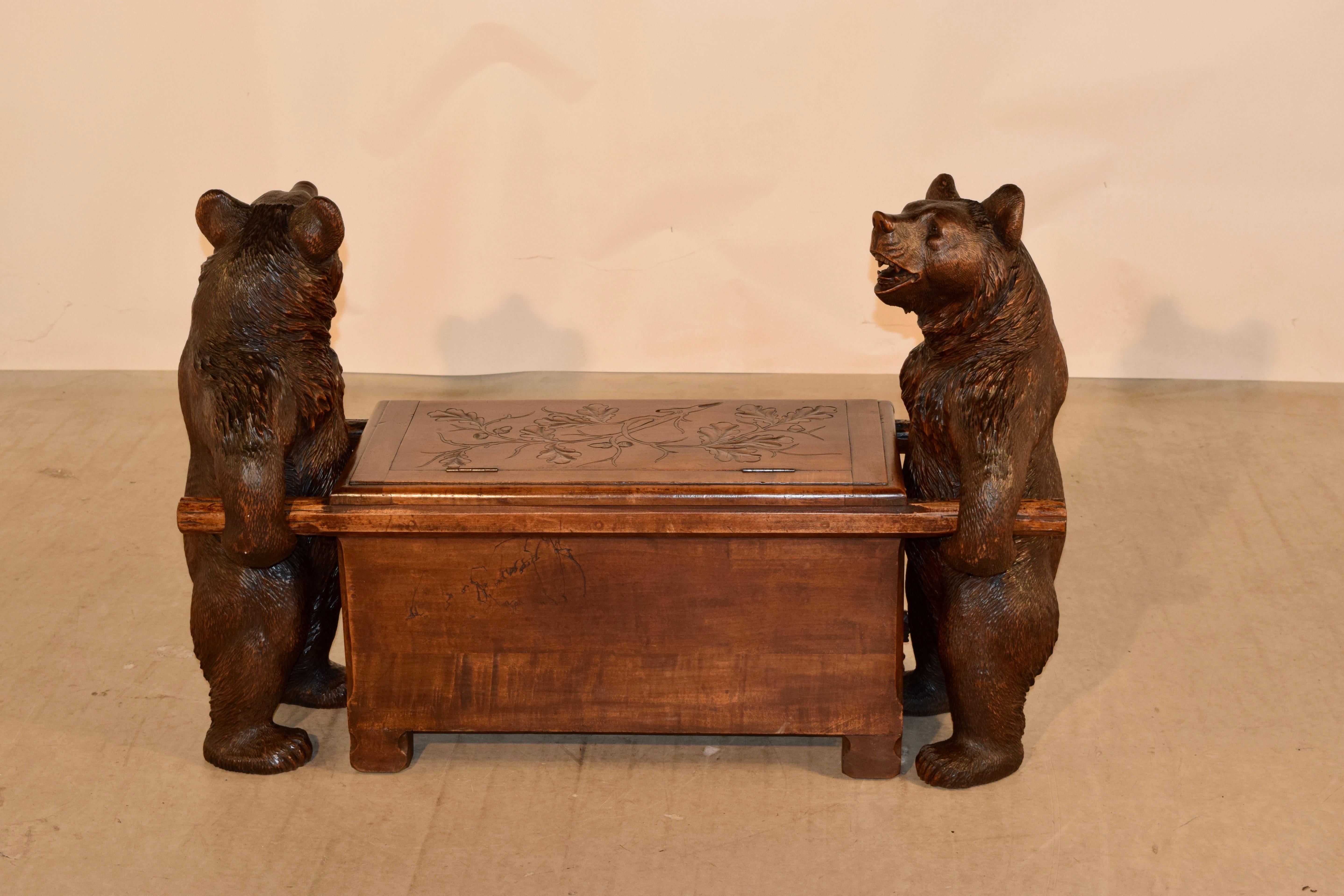 19th Century Black Forest Carved Unusual Bear Bench For Sale 6