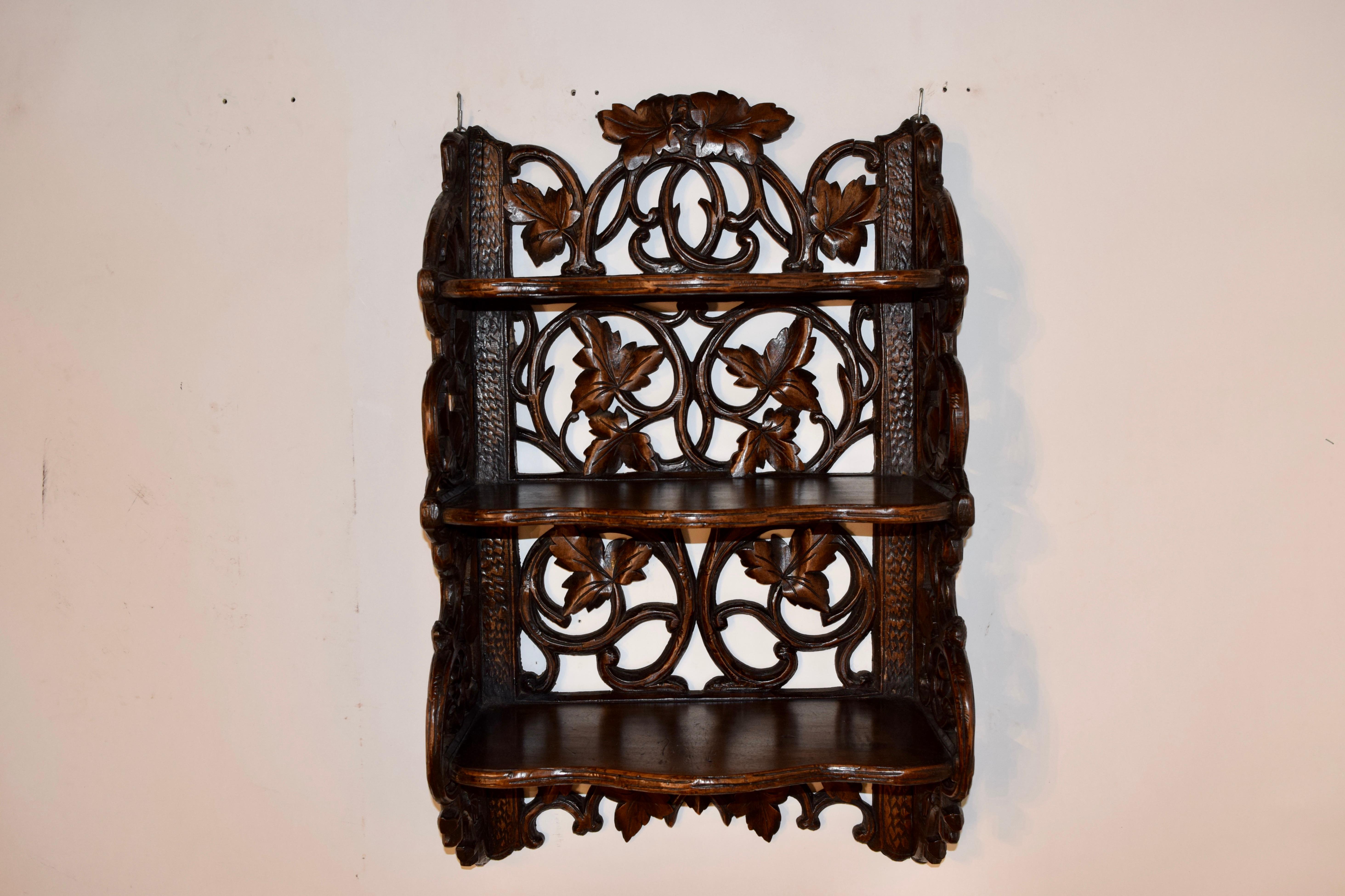 Swiss 19th Century Black Forest Carved Wall Shelf