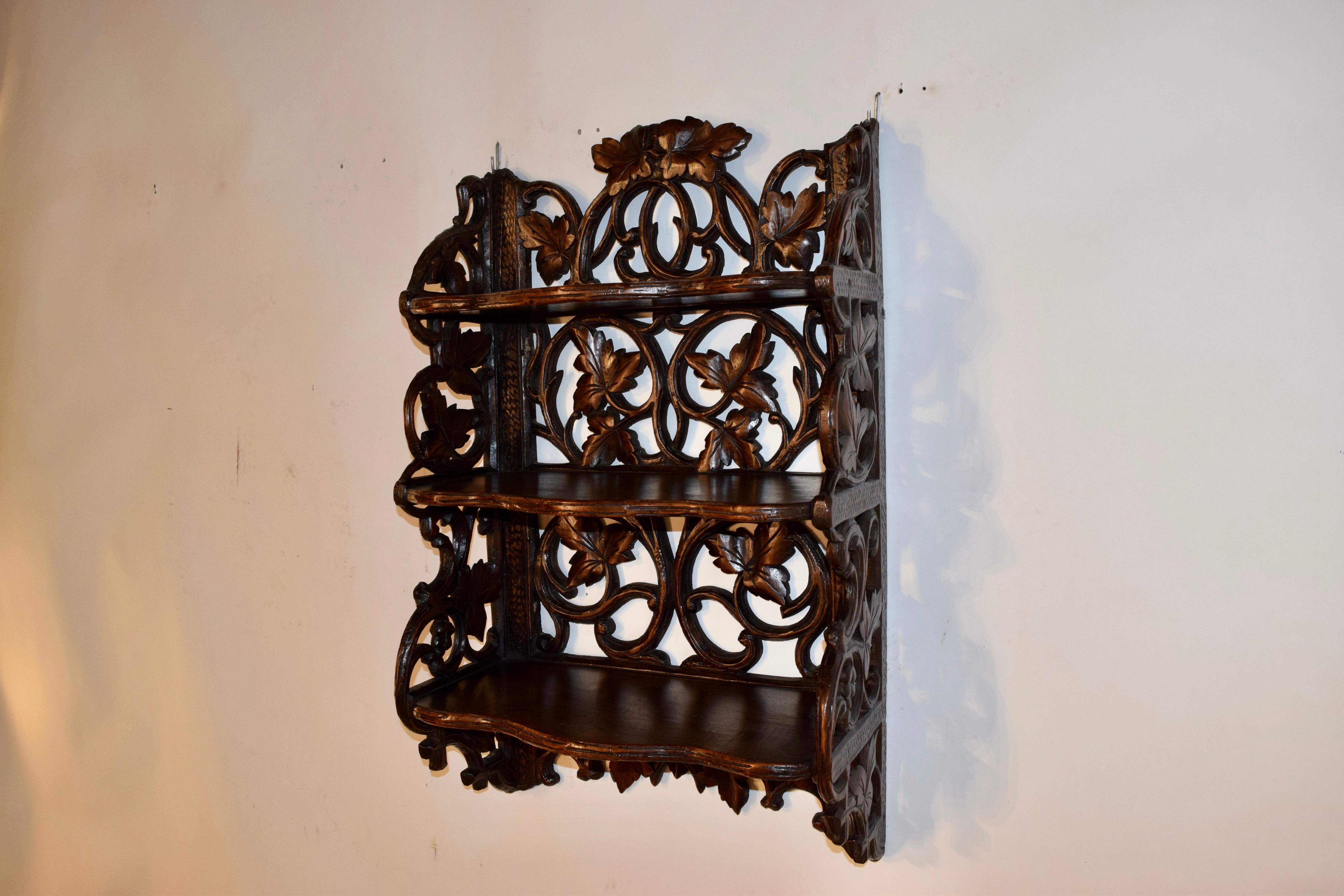 19th Century Black Forest Carved Wall Shelf In Good Condition In High Point, NC