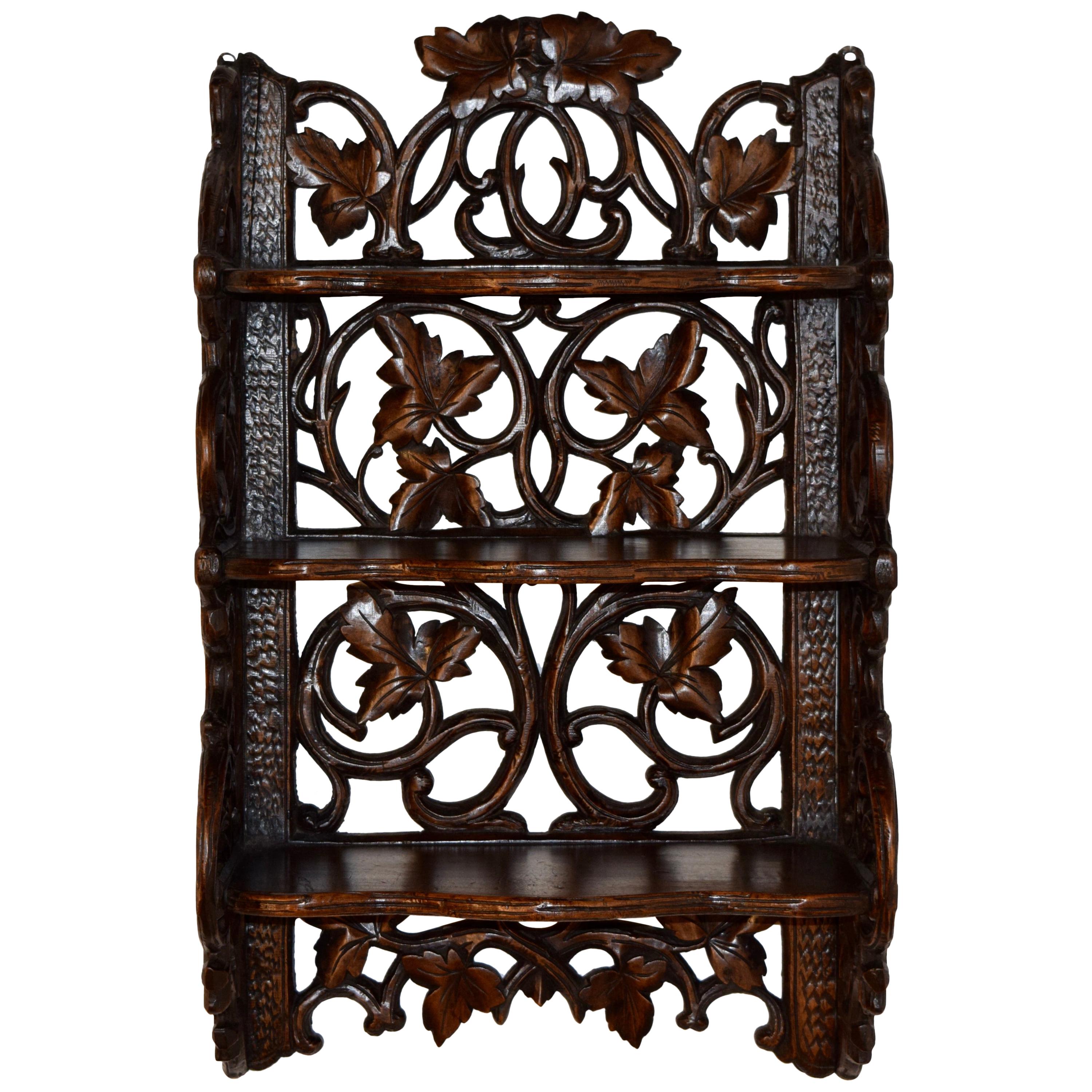 19th Century Black Forest Carved Wall Shelf
