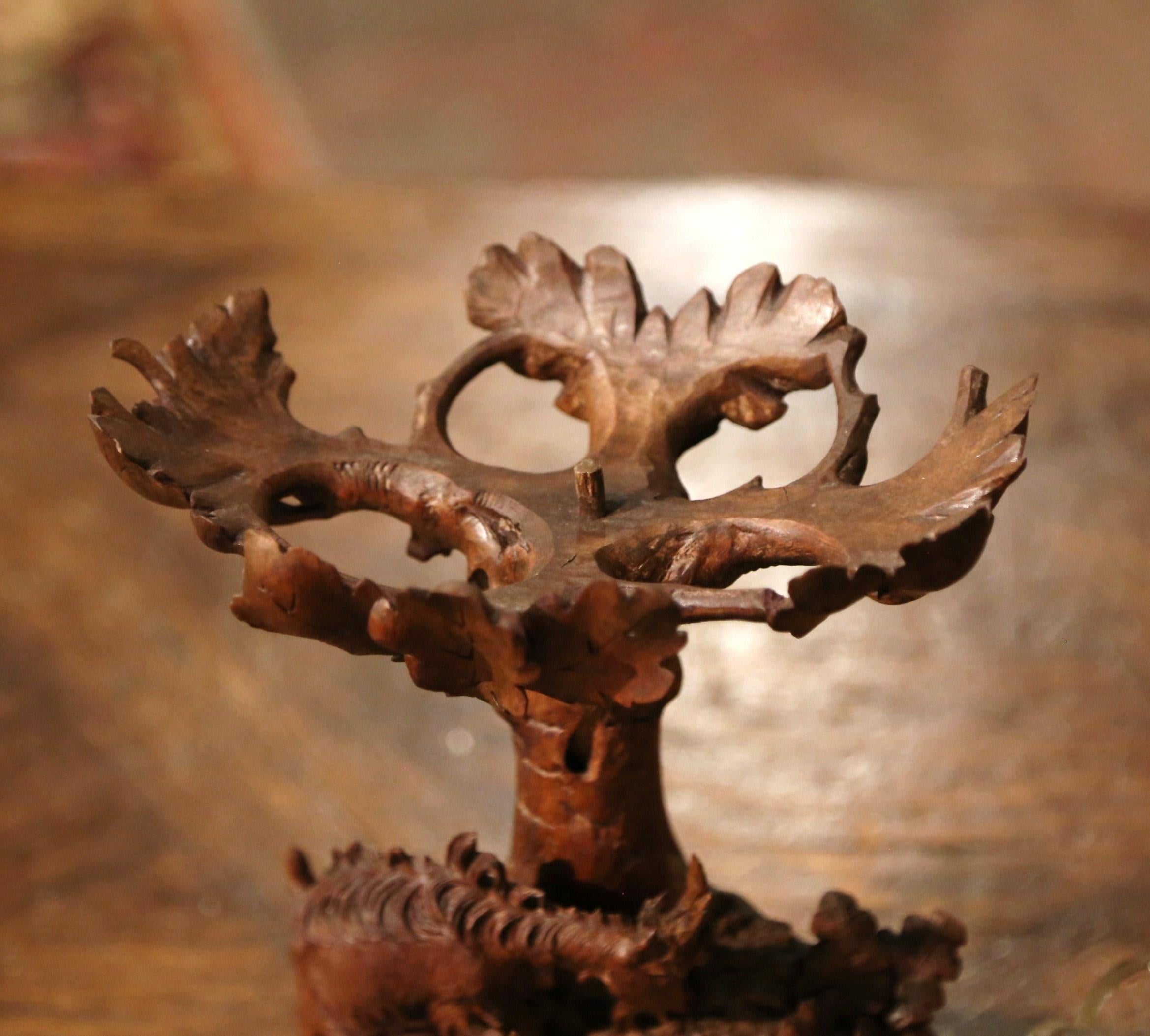 19th Century Black Forest Carved Walnut and Crystal Center Piece with Goat Decor For Sale 5