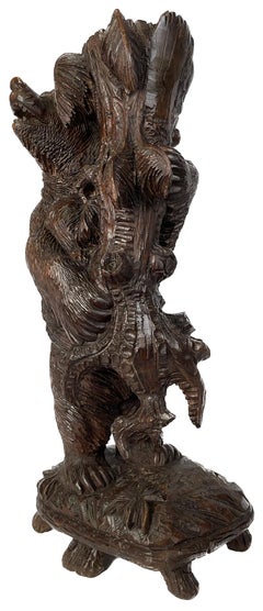 19th Century Black Forest Carved Walnut Bear Stand