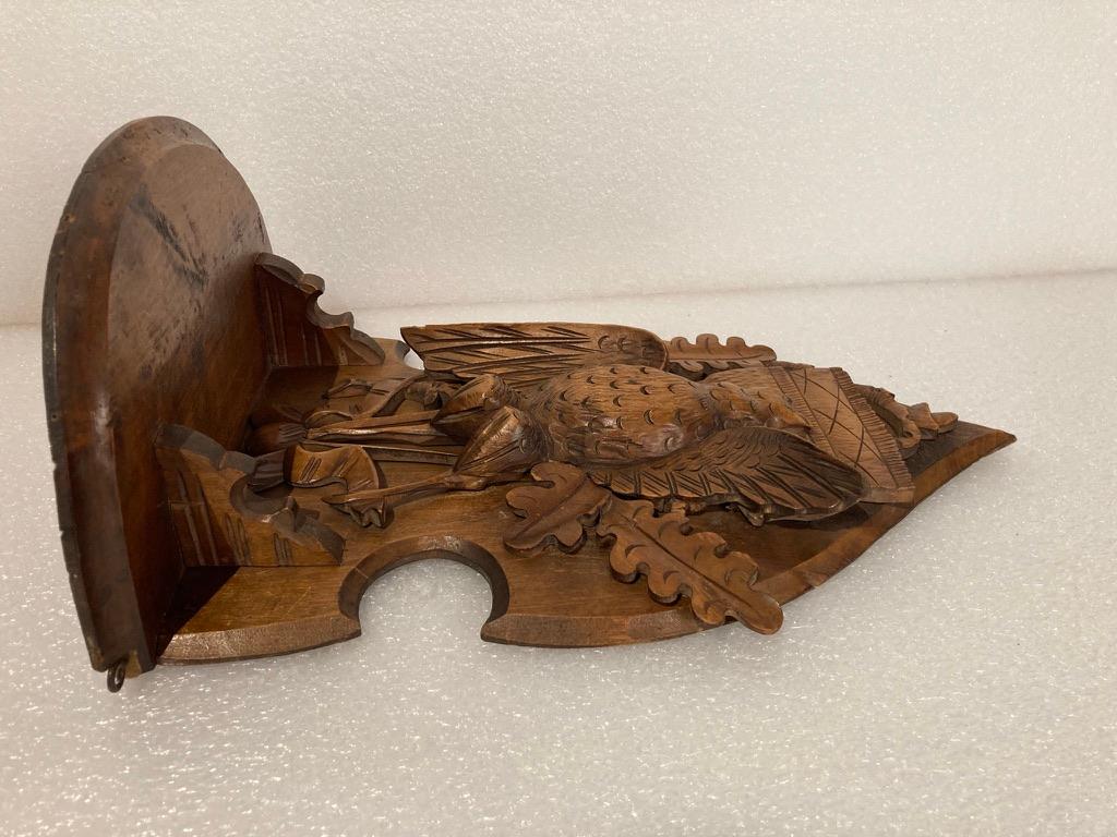 19th Century Black Forest Carved Walnut Hanging Hunting Trophy Shelf 12