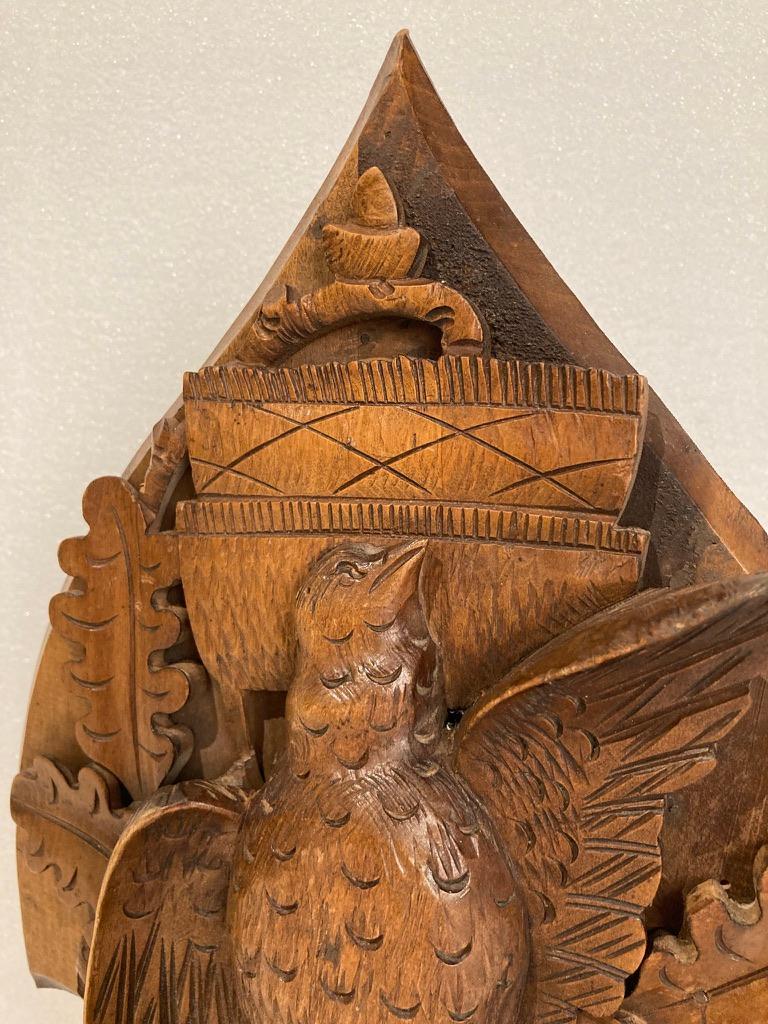 19th Century Black Forest Carved Walnut Hanging Hunting Trophy Shelf In Good Condition In Stamford, CT