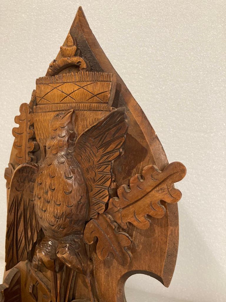 19th Century Black Forest Carved Walnut Hanging Hunting Trophy Shelf 1