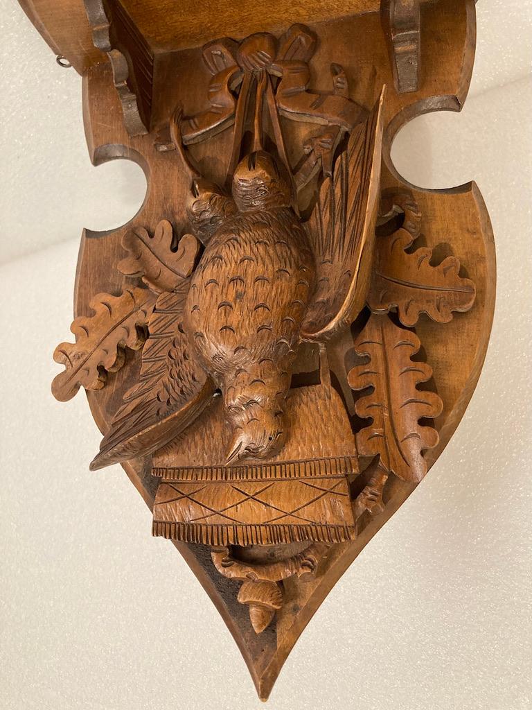 19th Century Black Forest Carved Walnut Hanging Hunting Trophy Shelf 2
