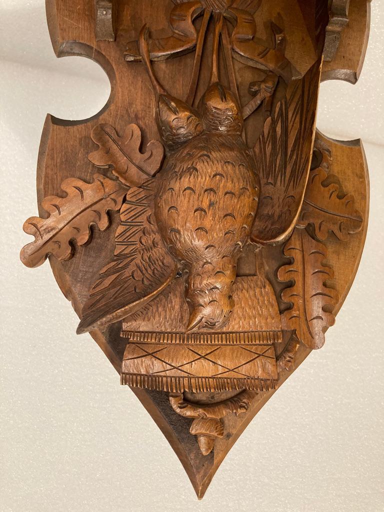19th Century Black Forest Carved Walnut Hanging Hunting Trophy Shelf 4