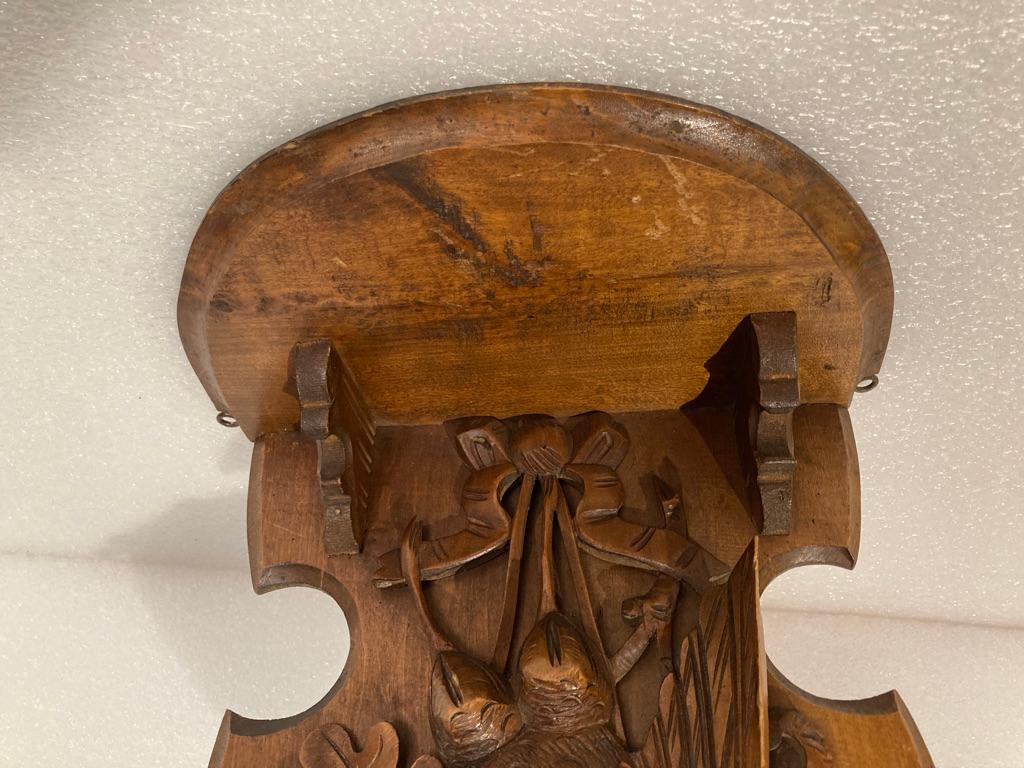 19th Century Black Forest Carved Walnut Hanging Hunting Trophy Shelf 5