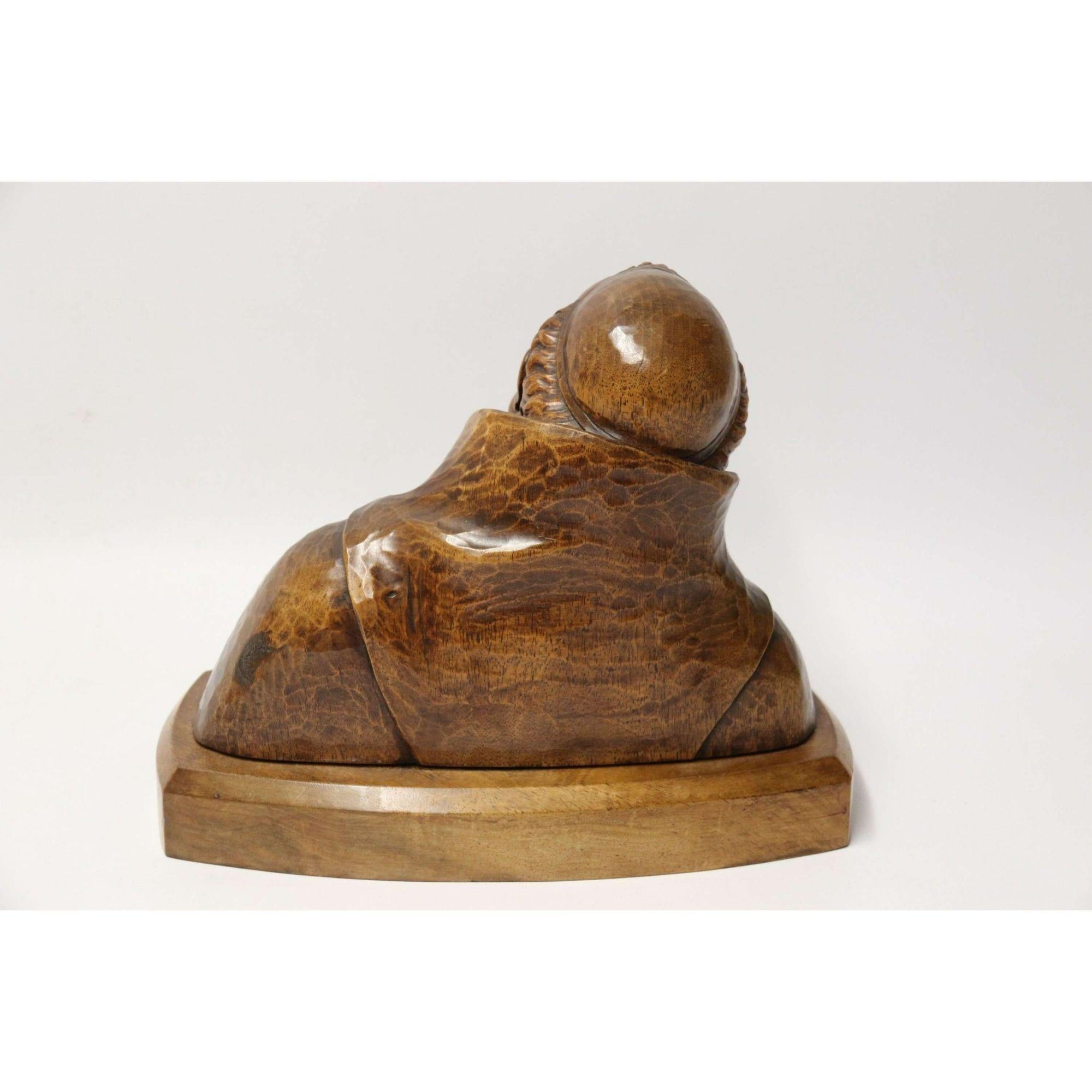 19th Century Black Forest Carved Walnut Study of a Monk, German, circa 1890 For Sale 4