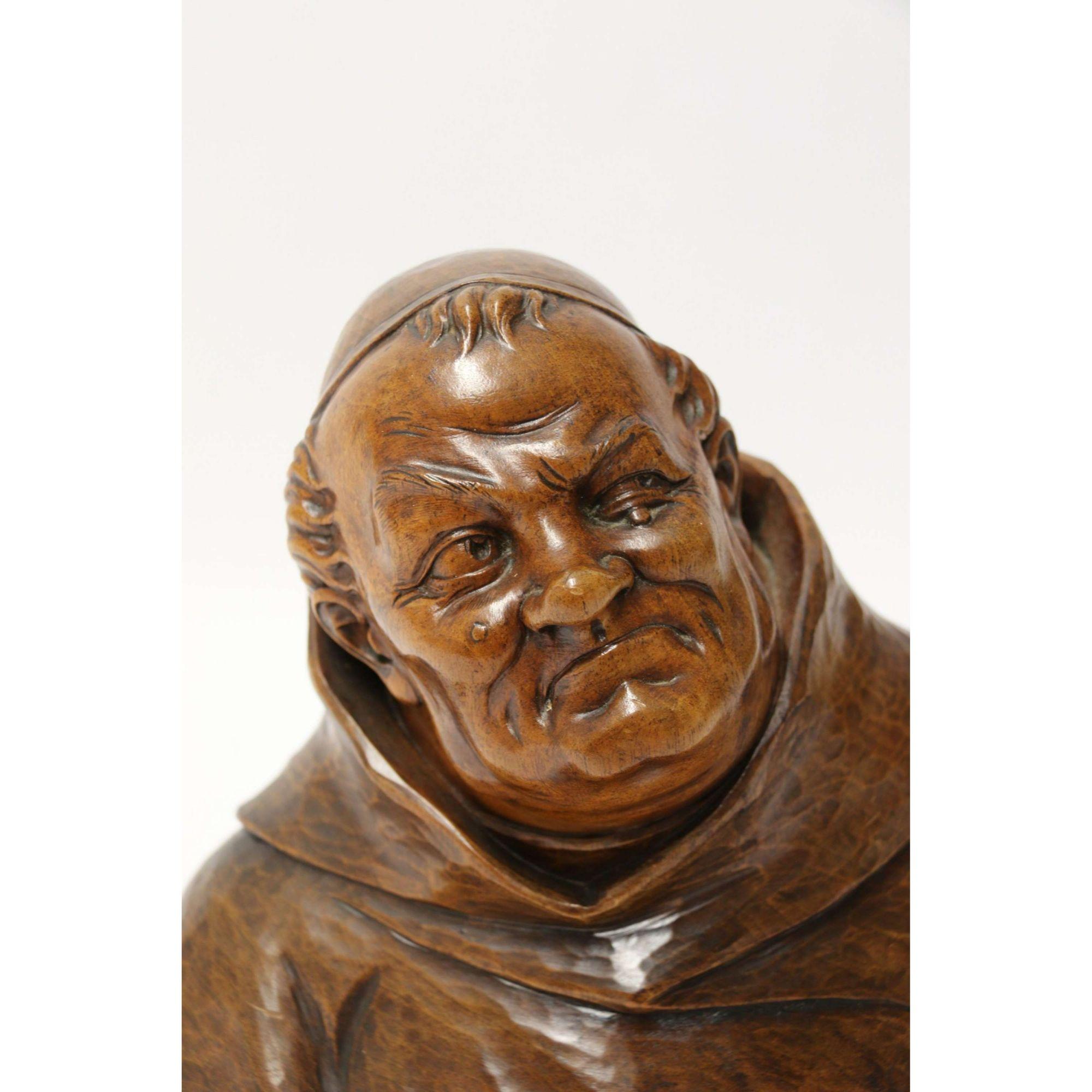 19th Century Black Forest Carved Walnut Study of a Monk, German, circa 1890 For Sale 6