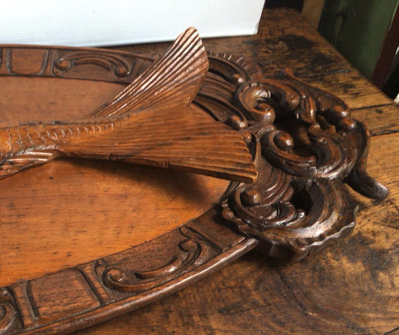 19th Century Black Forest Carved Wood Fish Trophy Wall Plaque For Sale 1