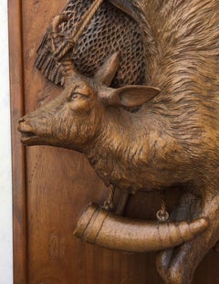 19th Century Black Forest Carved Wood Hunt Trophy Plaque