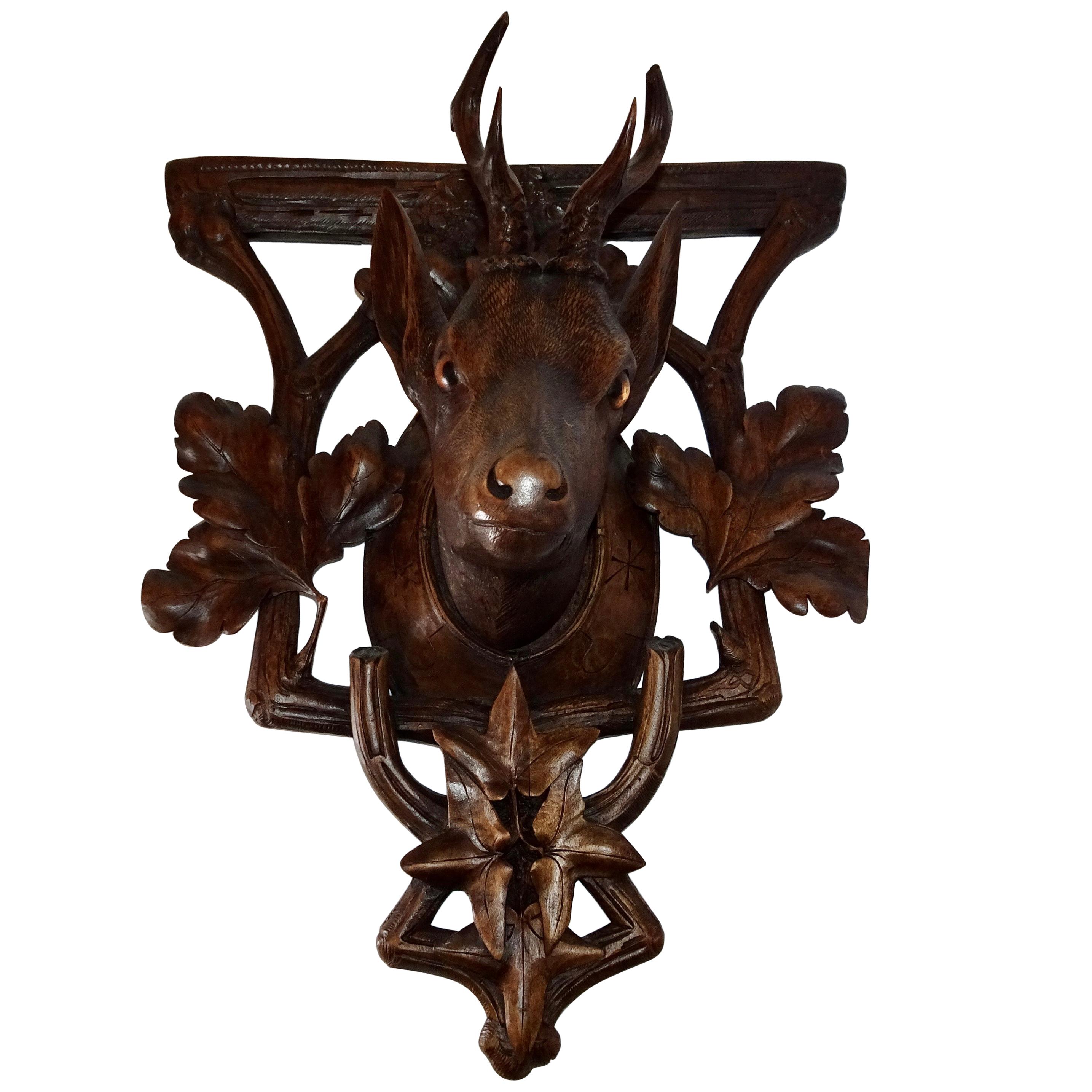 19th Century Black Forest Carving of Deer Head For Sale