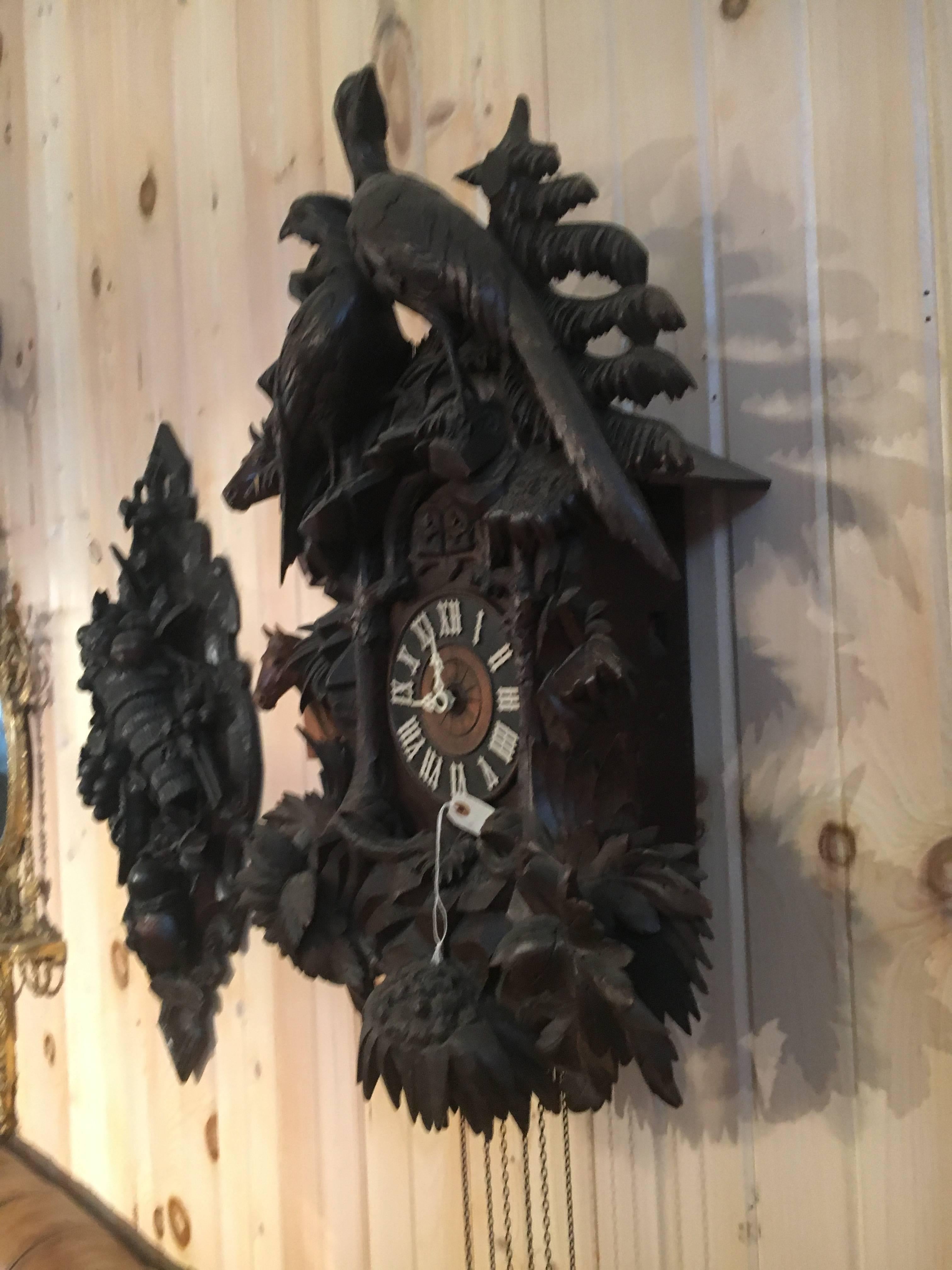 Walnut An Important 19th Century Black Forest Cuckoo Clock.  Geo Kuehl, Original Condit
