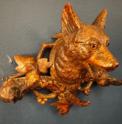19th Century Black Forest English Victorian Style Fox Hat/Whip Holder